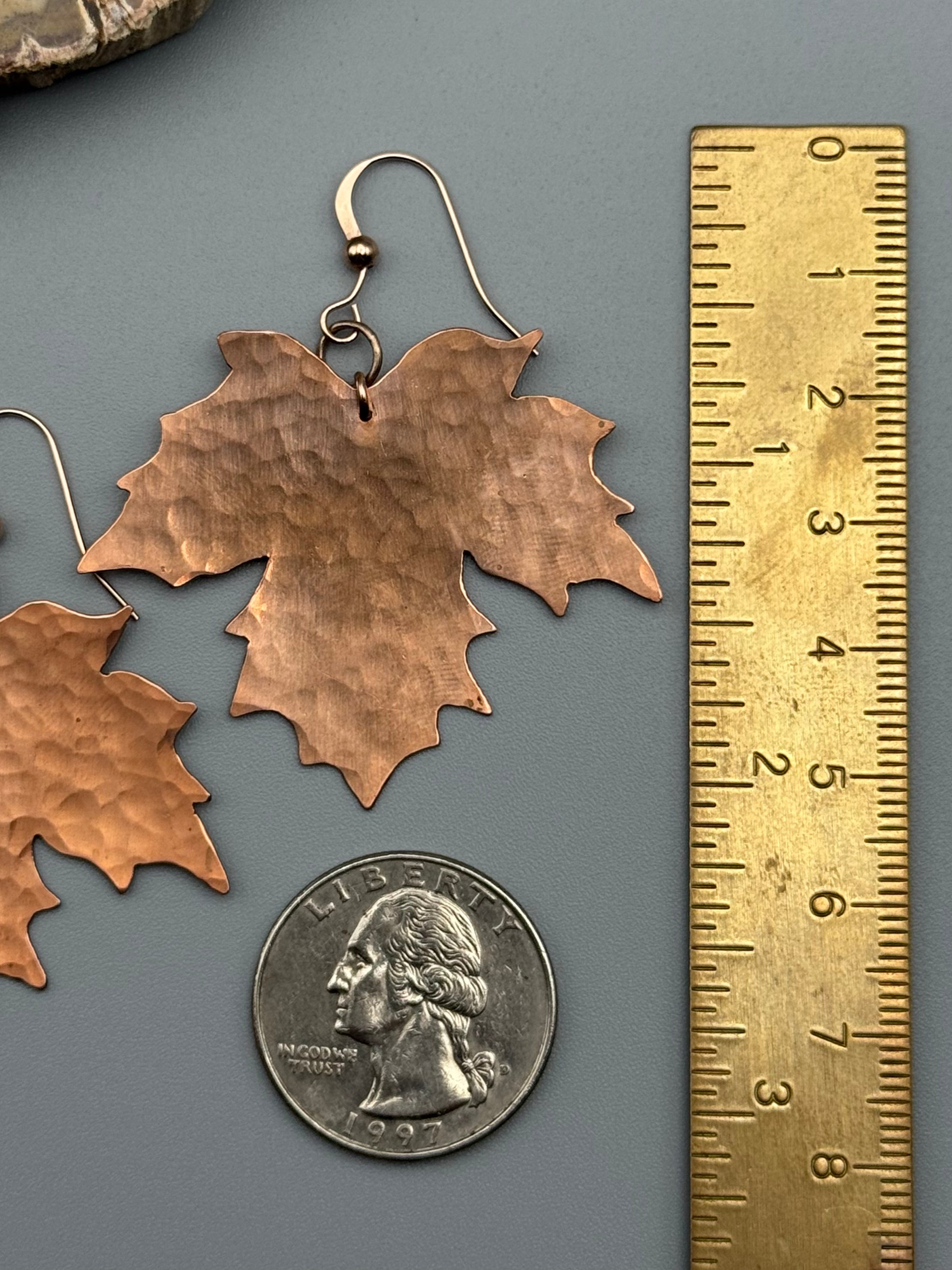 •MAPLE• rose gold leaf dangle earrings