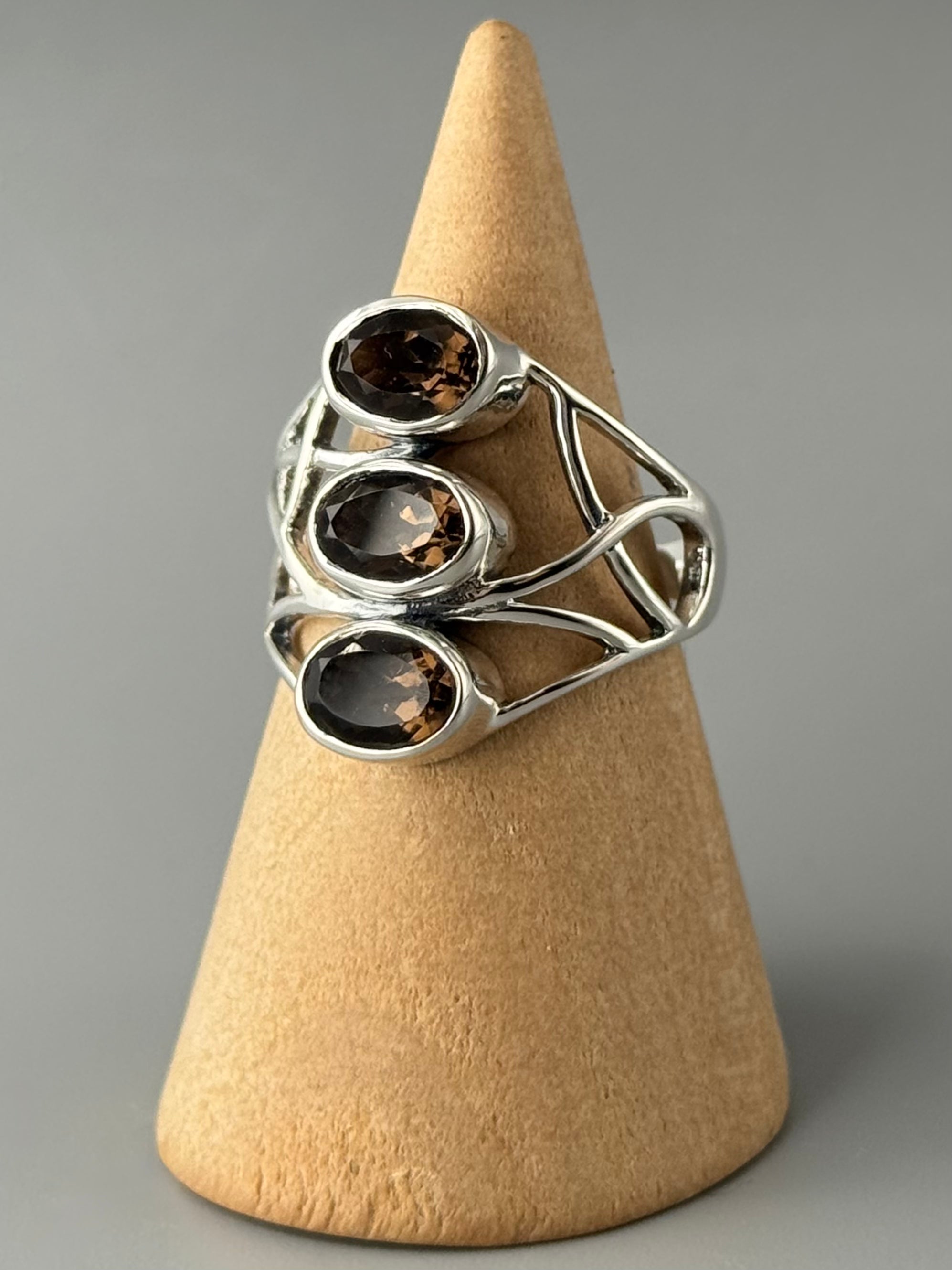 •SMOKY QUARTZ - TENDRILS• sterling silver ring (various sizes)