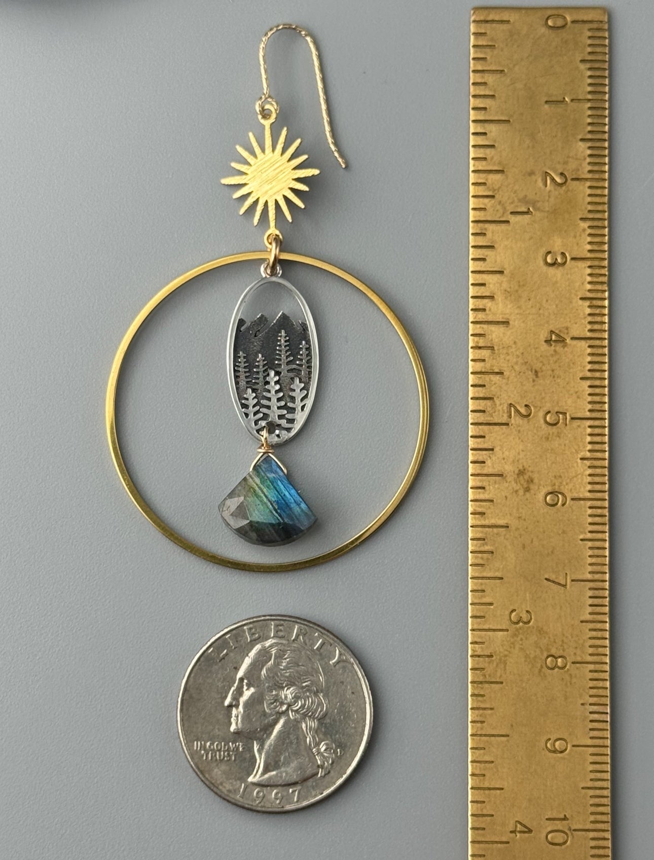•SUNNY COVE HOOPS• labradorite + mixed metal earrings