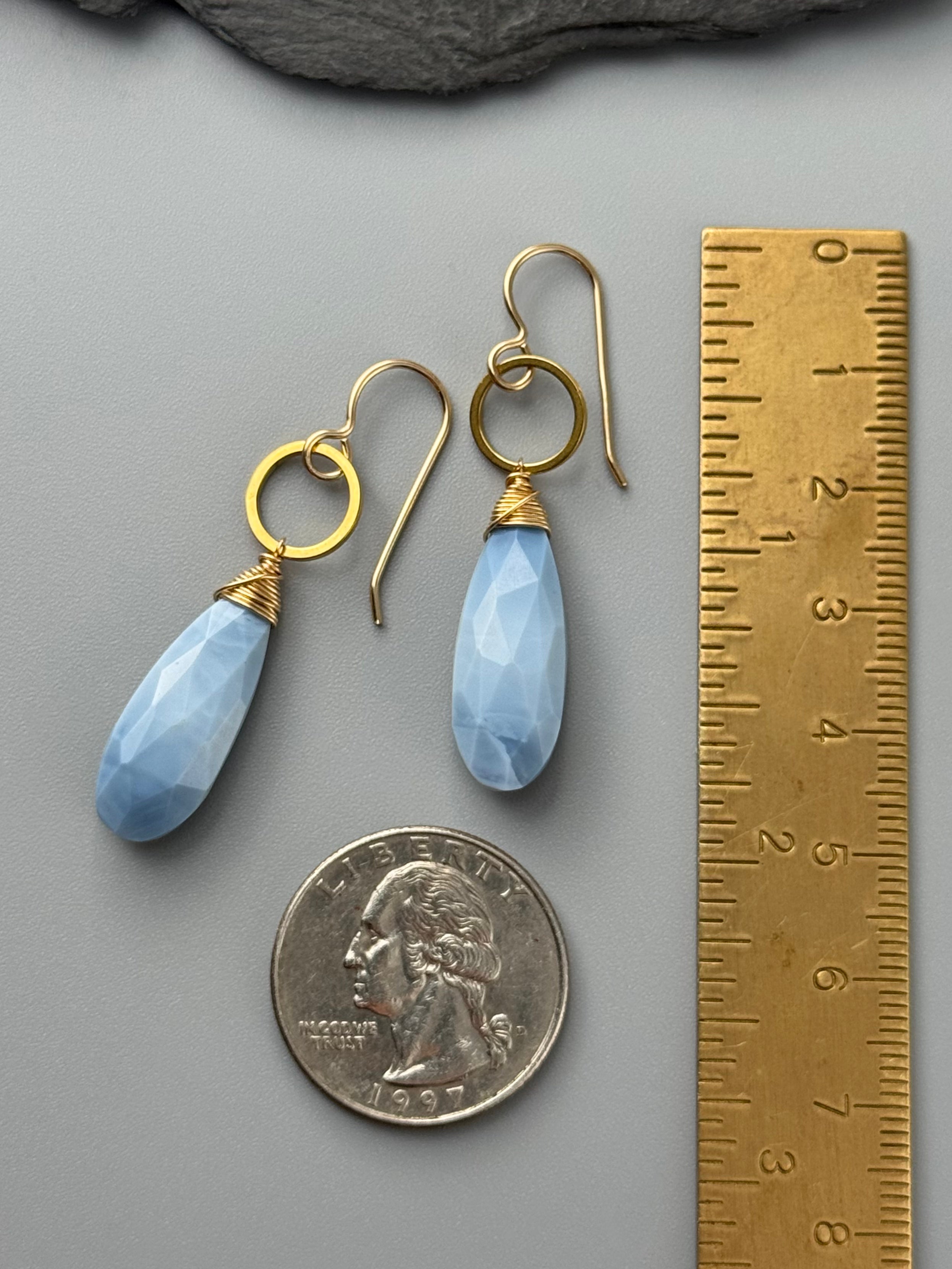 •LUNA• blue opal + gold earrings
