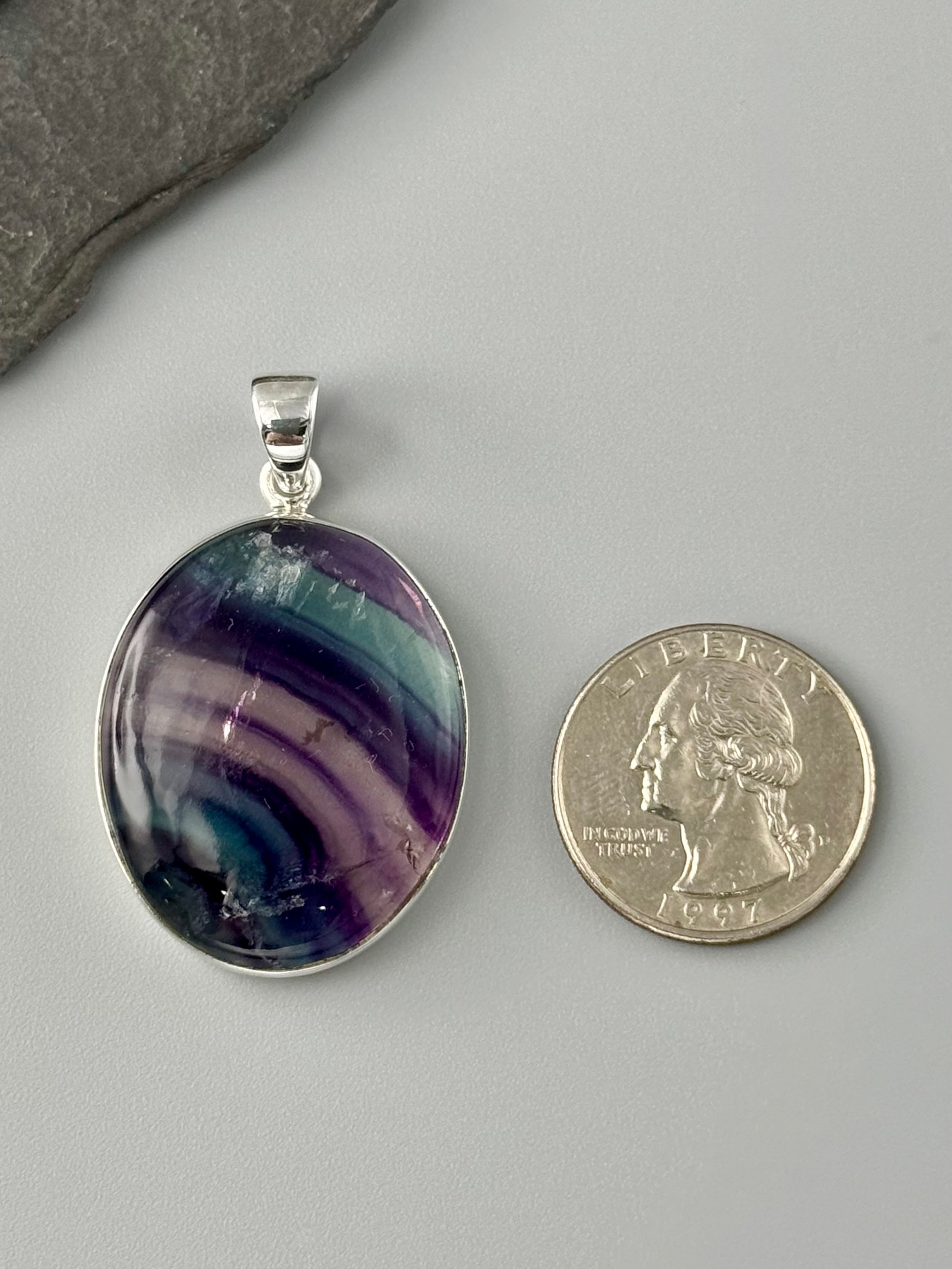 •FLUORITE OVAL - 2• sterling silver pendant
