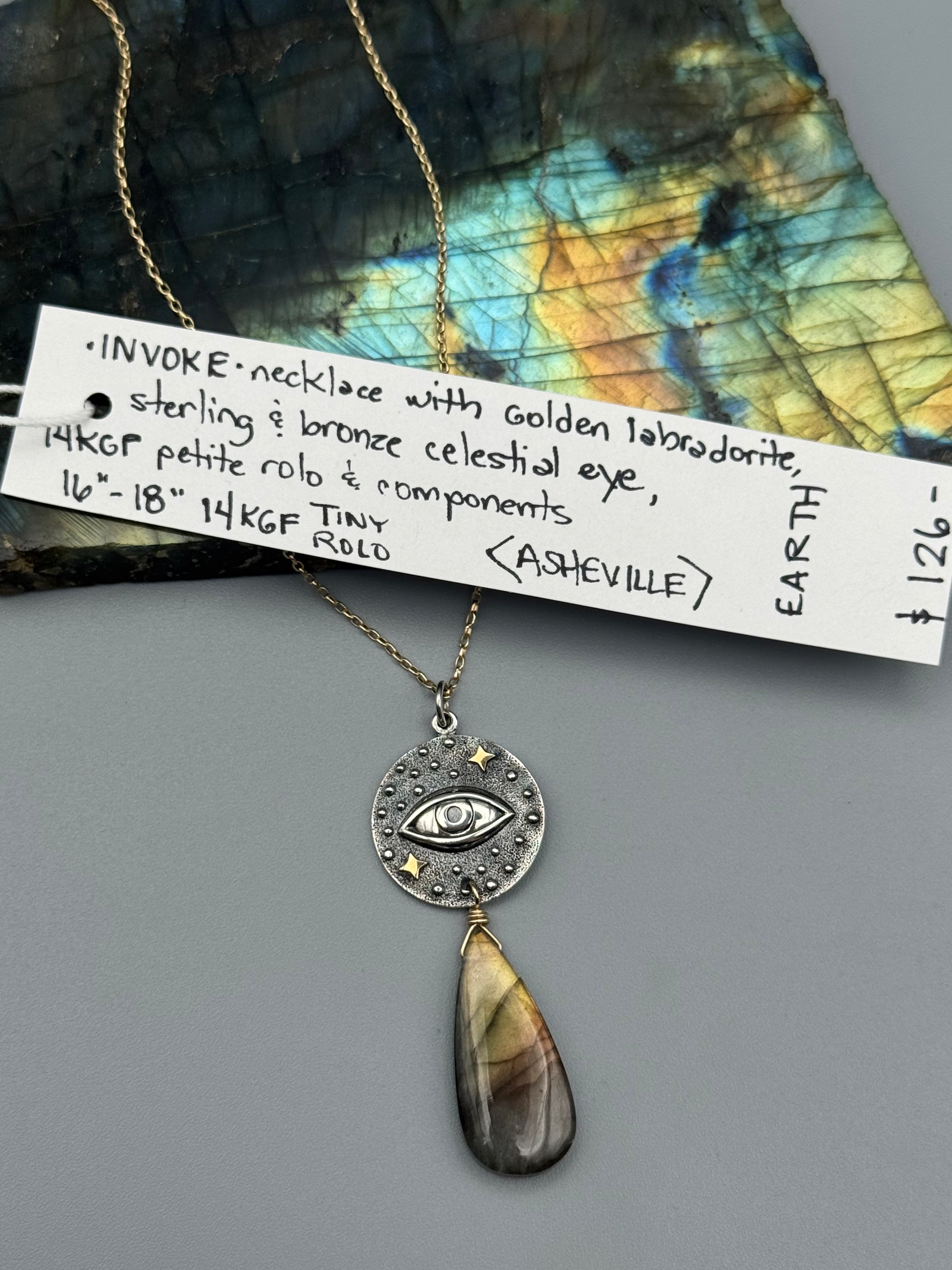 •INVOKE• golden labradorite + mixed metal necklace (16"-18" long)