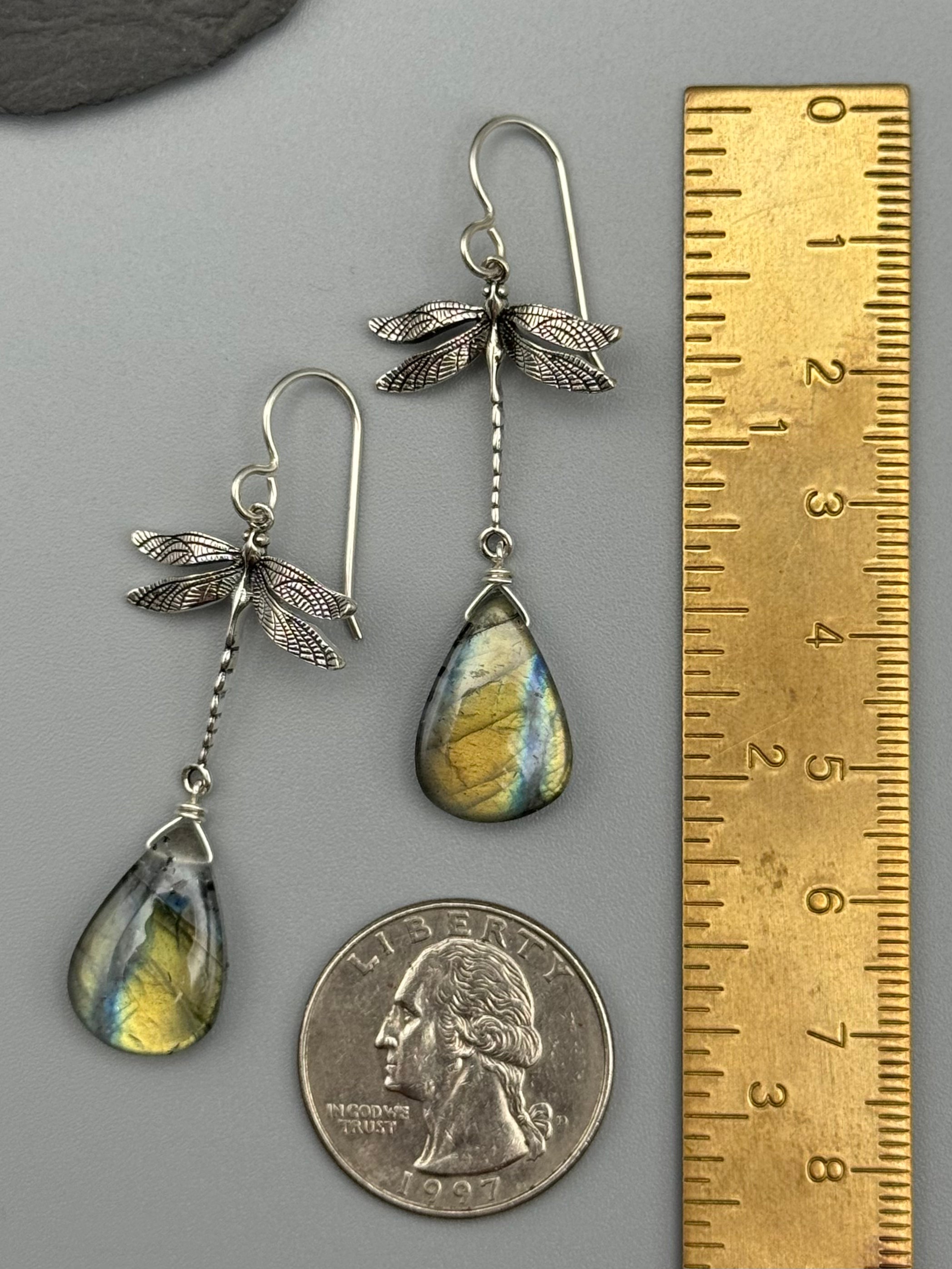 •ODONATA• golden labradorite + silver earrings