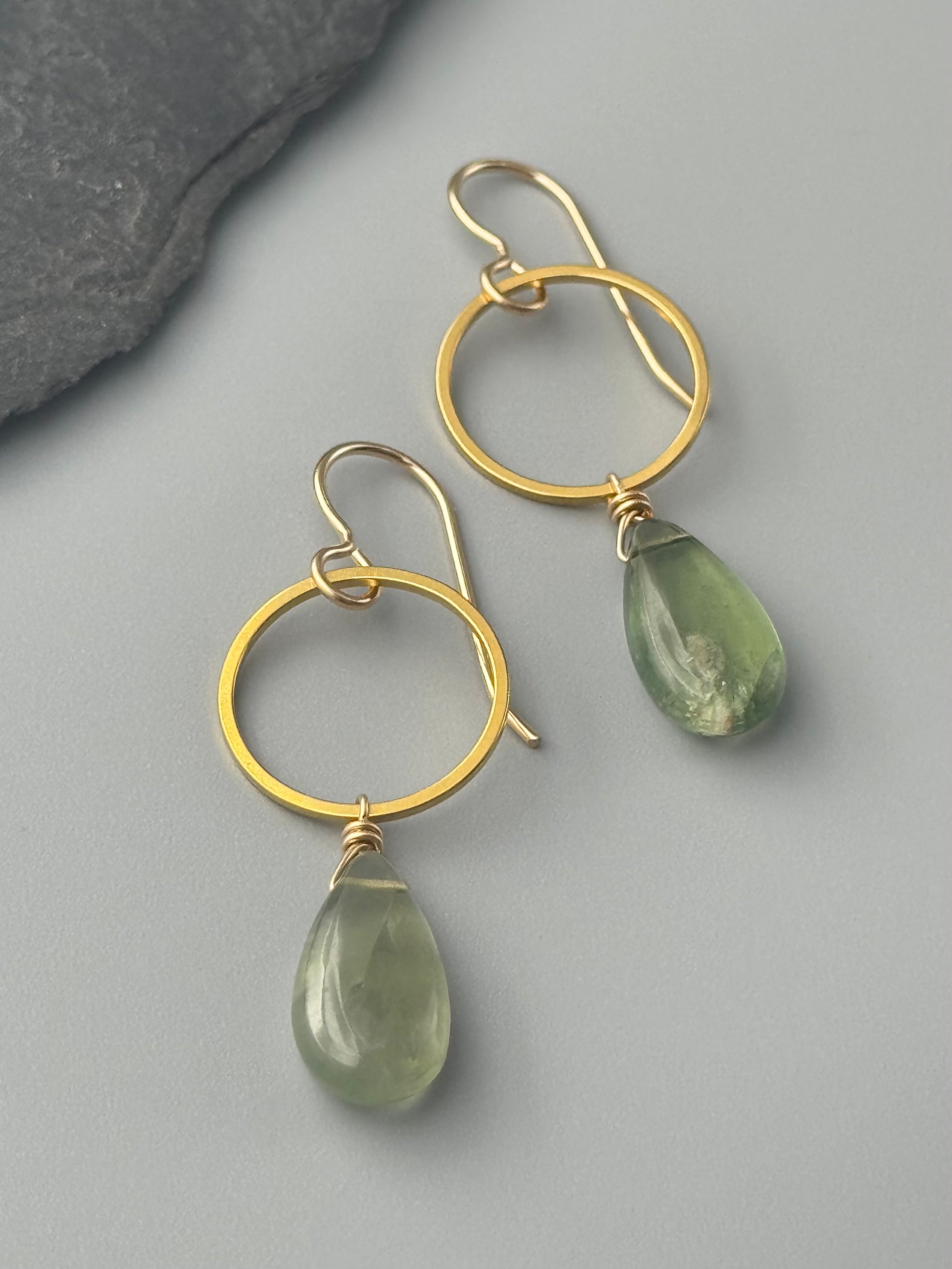 •LUNA• fluorite + gold earrings