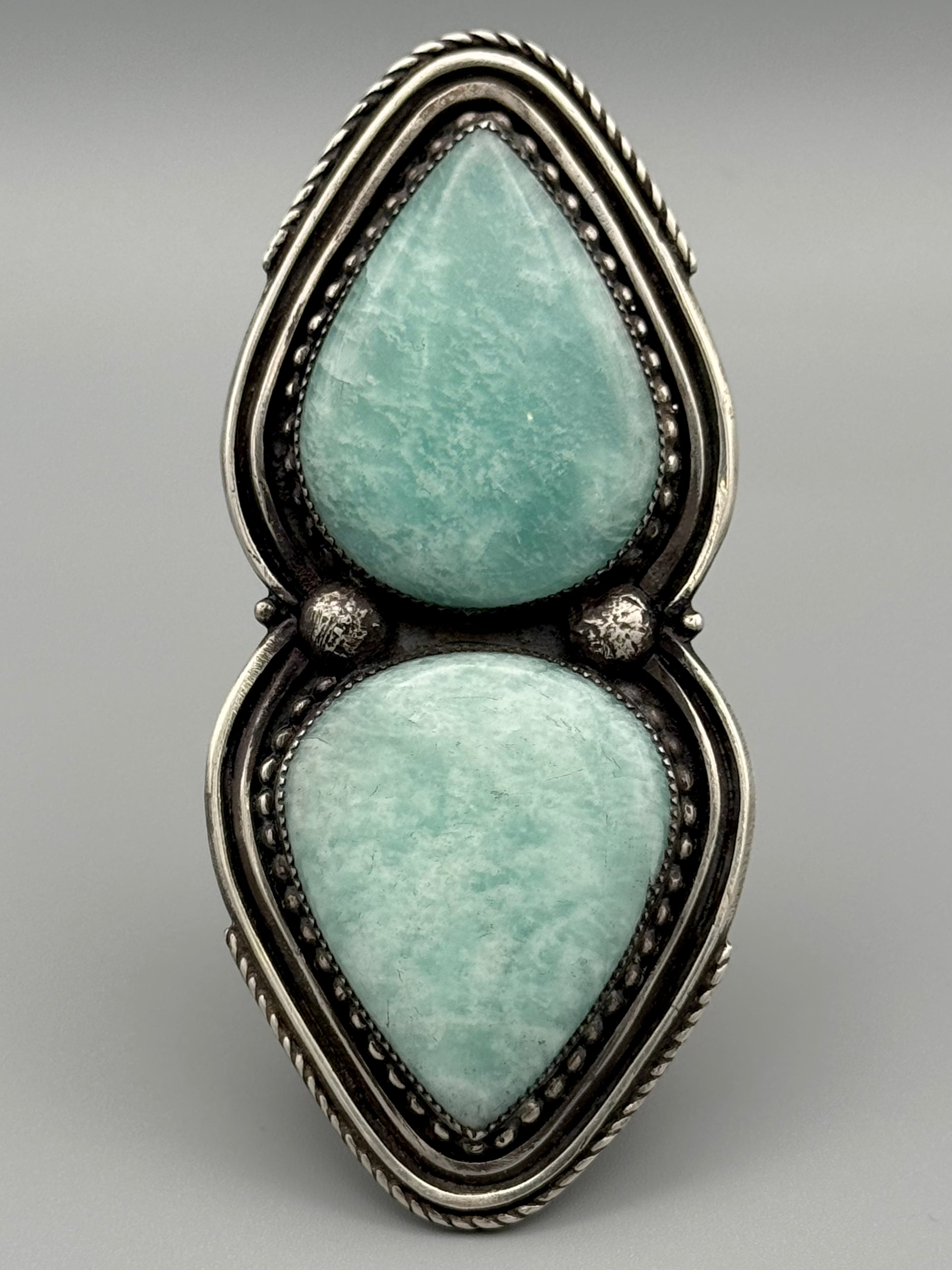 •DOUBLE TROUBLE• amazonite + silver ring (size 7.75)