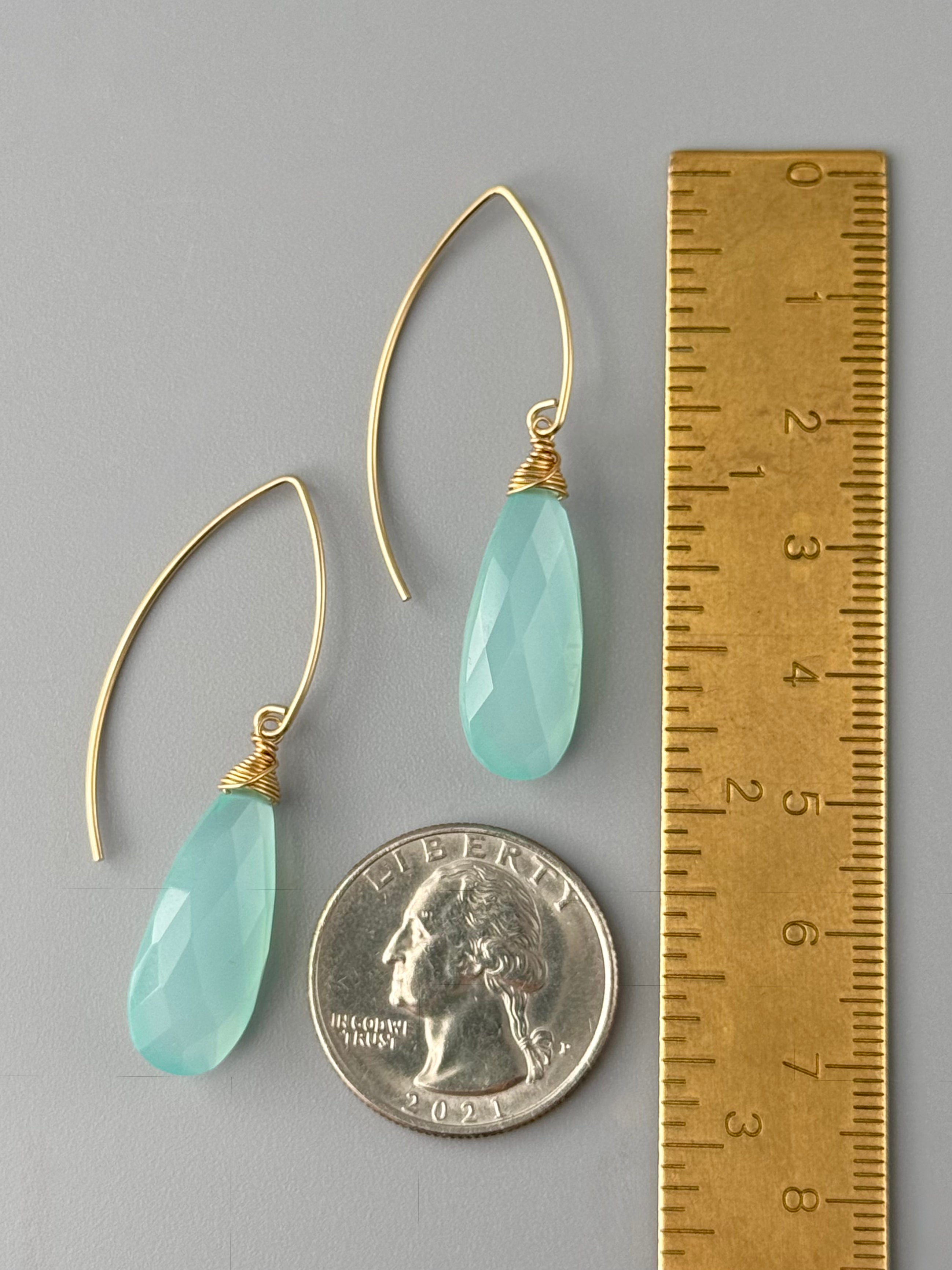 •STRAY• aqua chalcedony + gold earrings