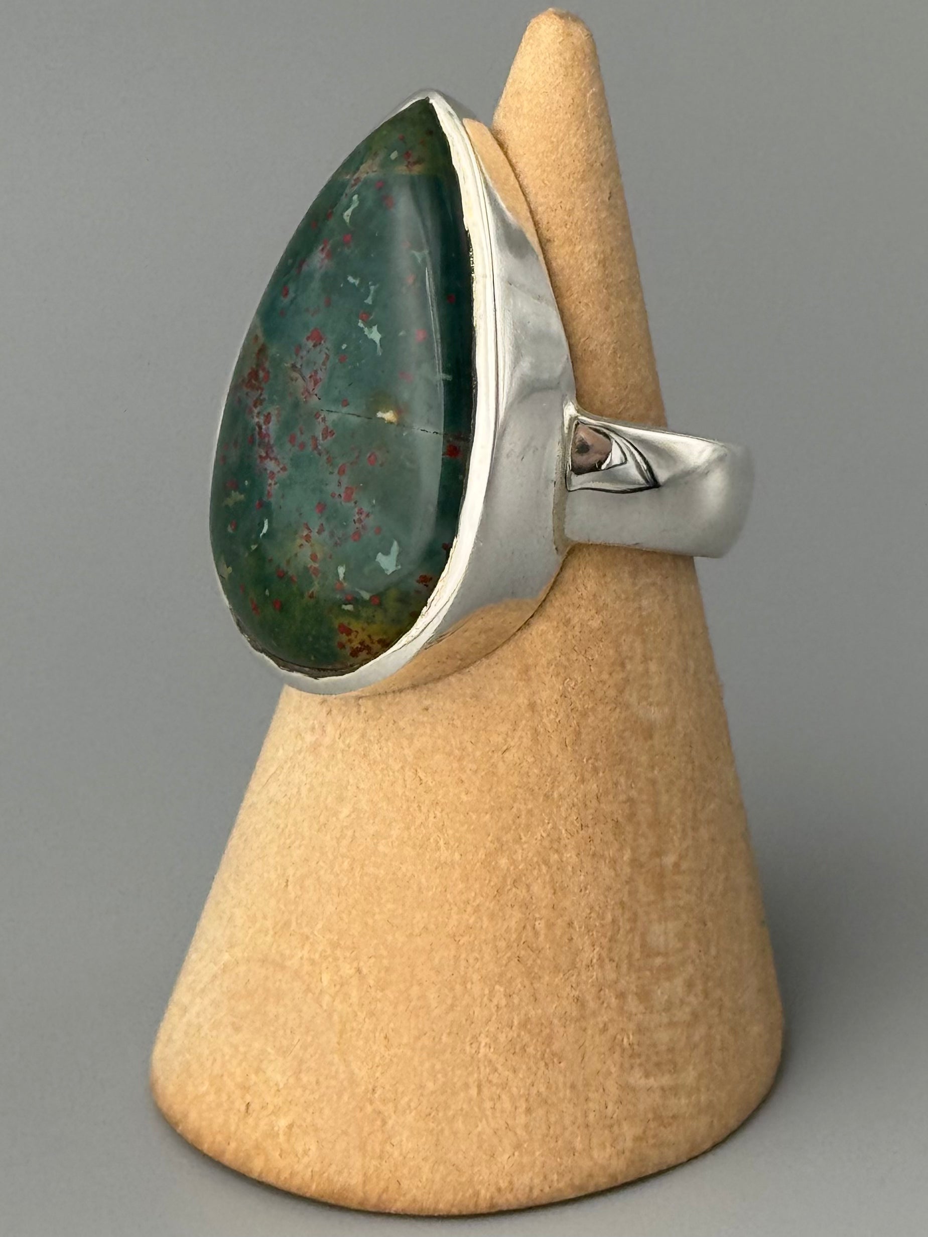 •BLOODSTONE - TEAR 2• sterling silver ring (size 6)