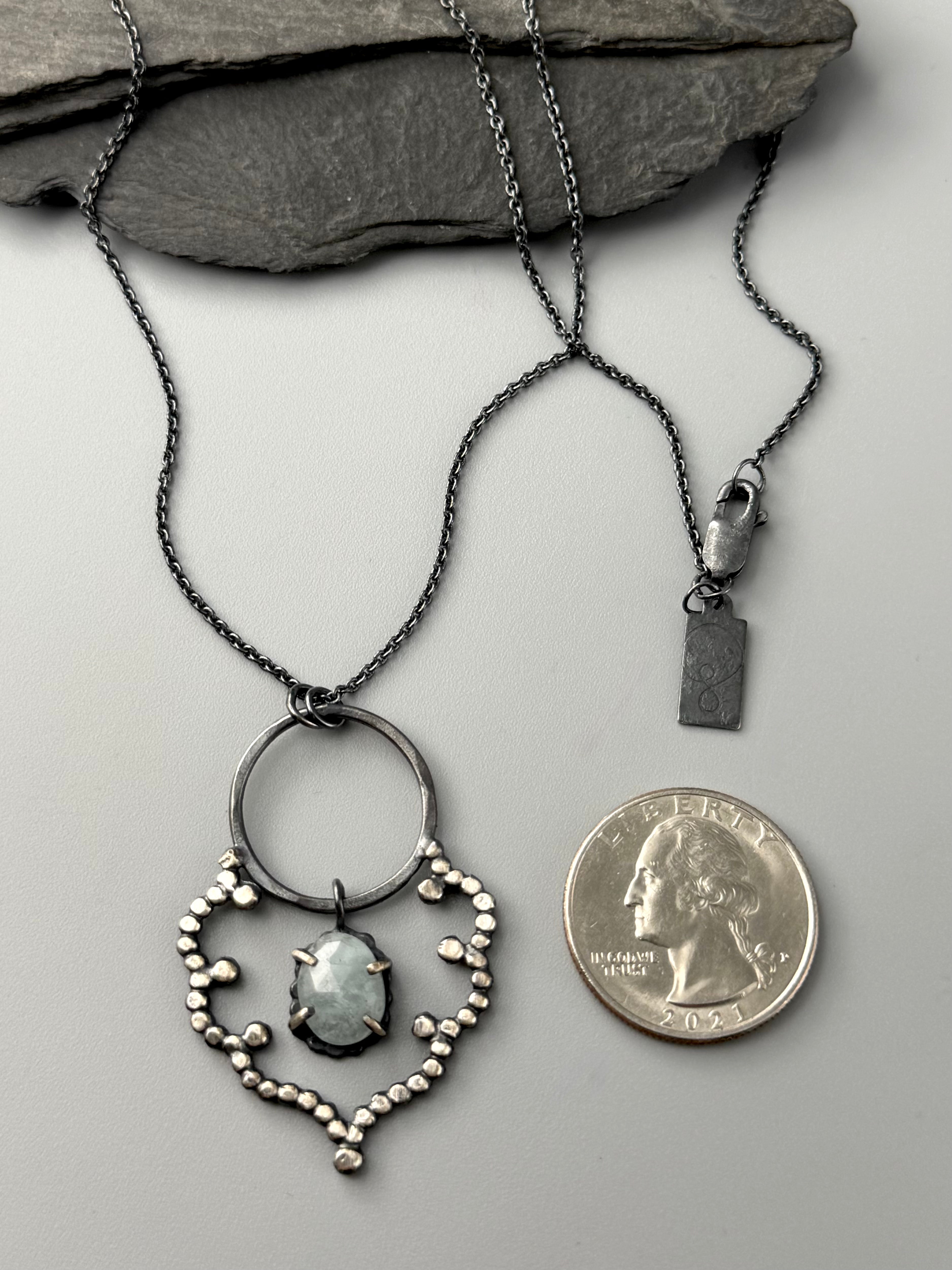 •LACY CLOUD• aquamarine + silver necklace (18" long)