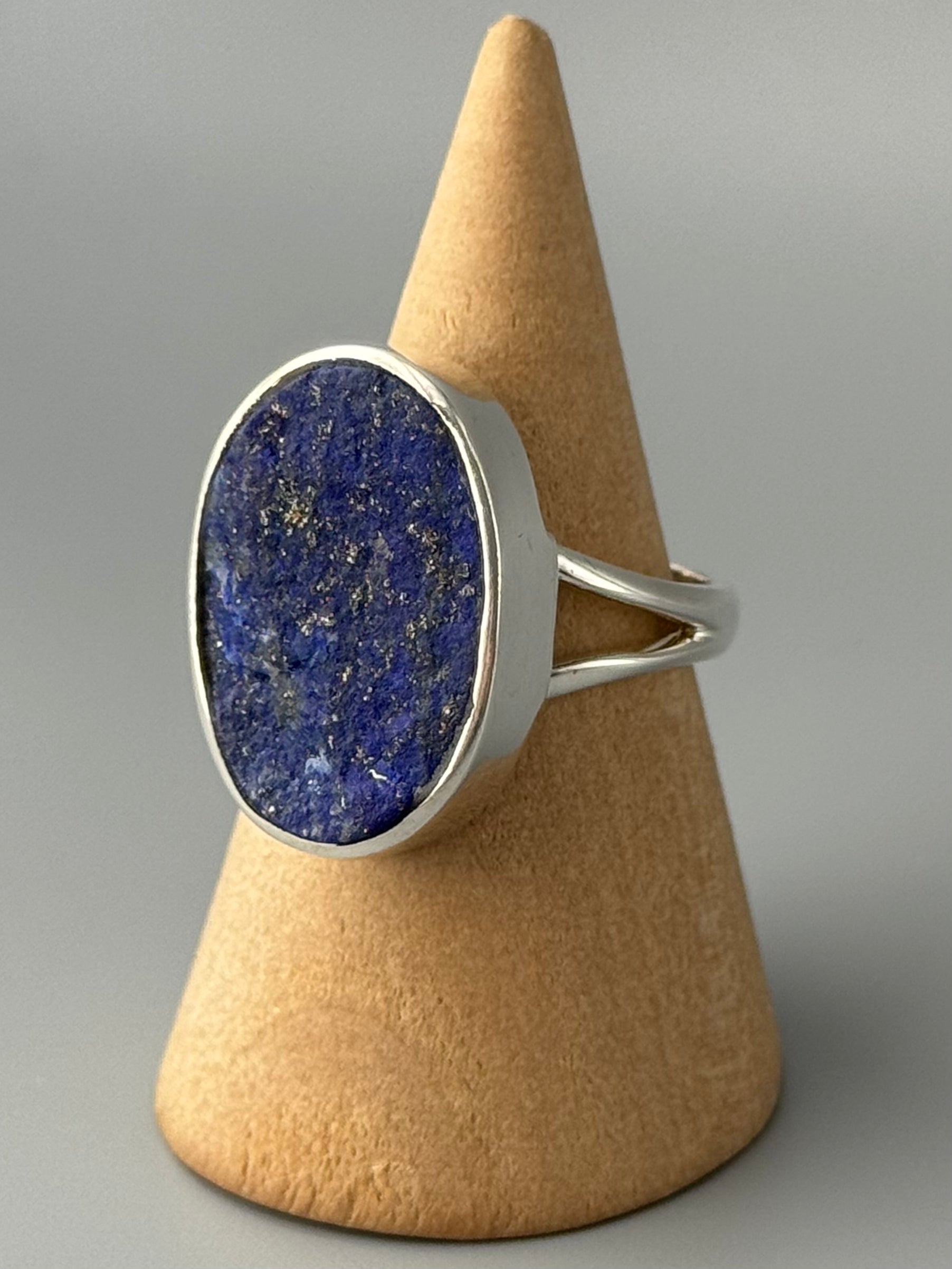 •LAPIS - OVAL• split band silver ring (various sizes)