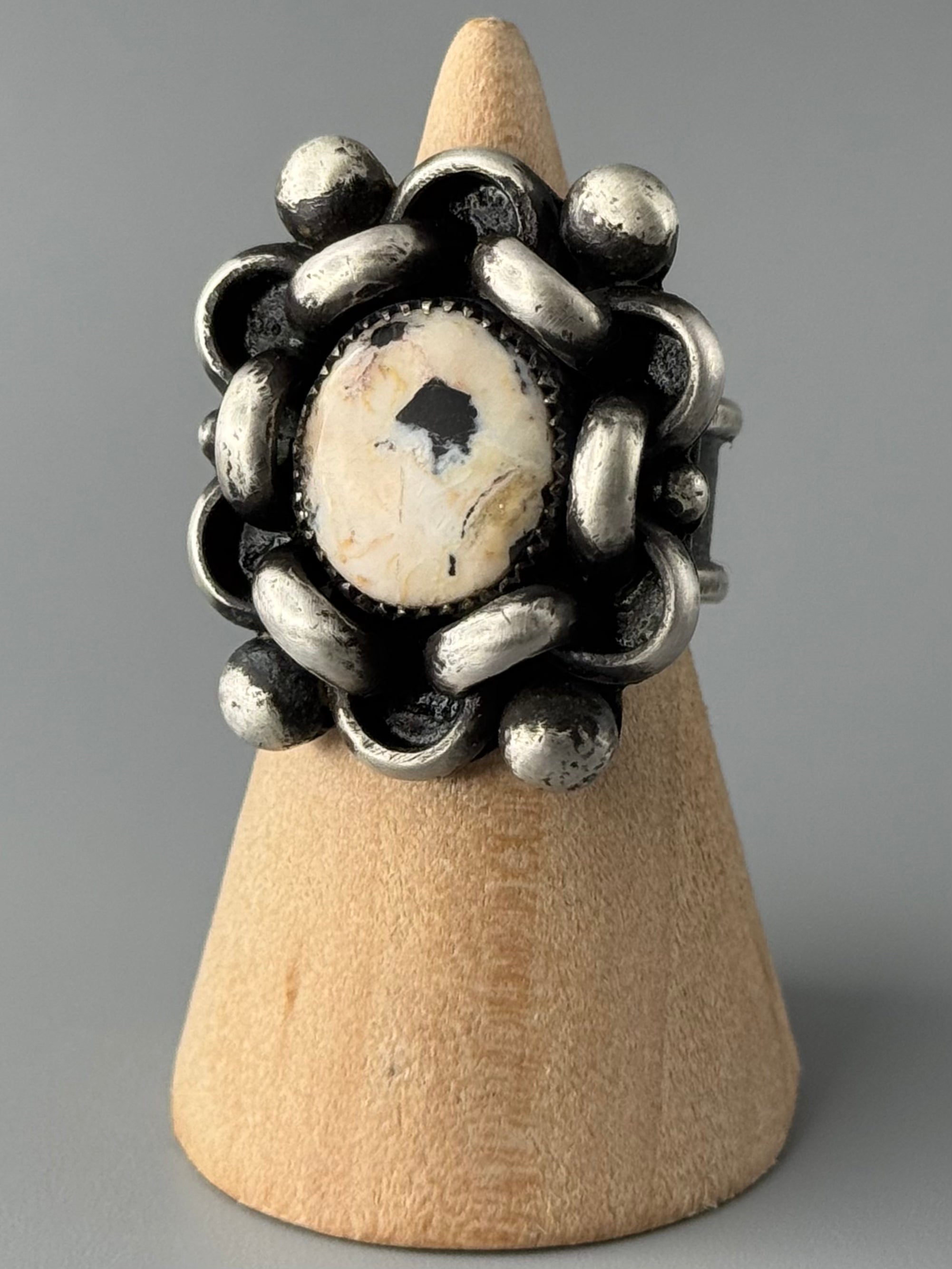 •CADENA• white buffalo + silver ring (size 7.5)