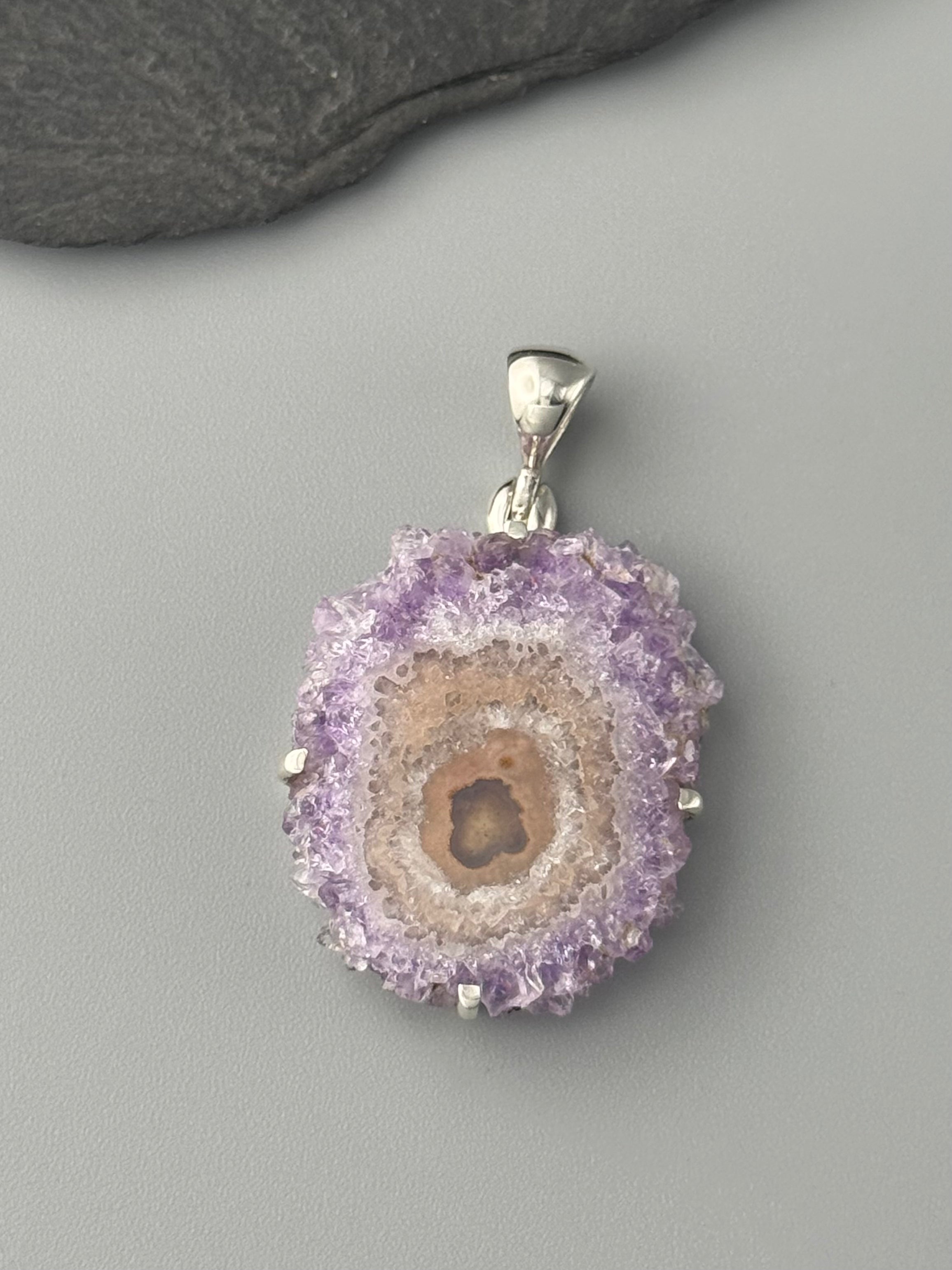 •AMETHYST STALACTITE• prong set silver pendant