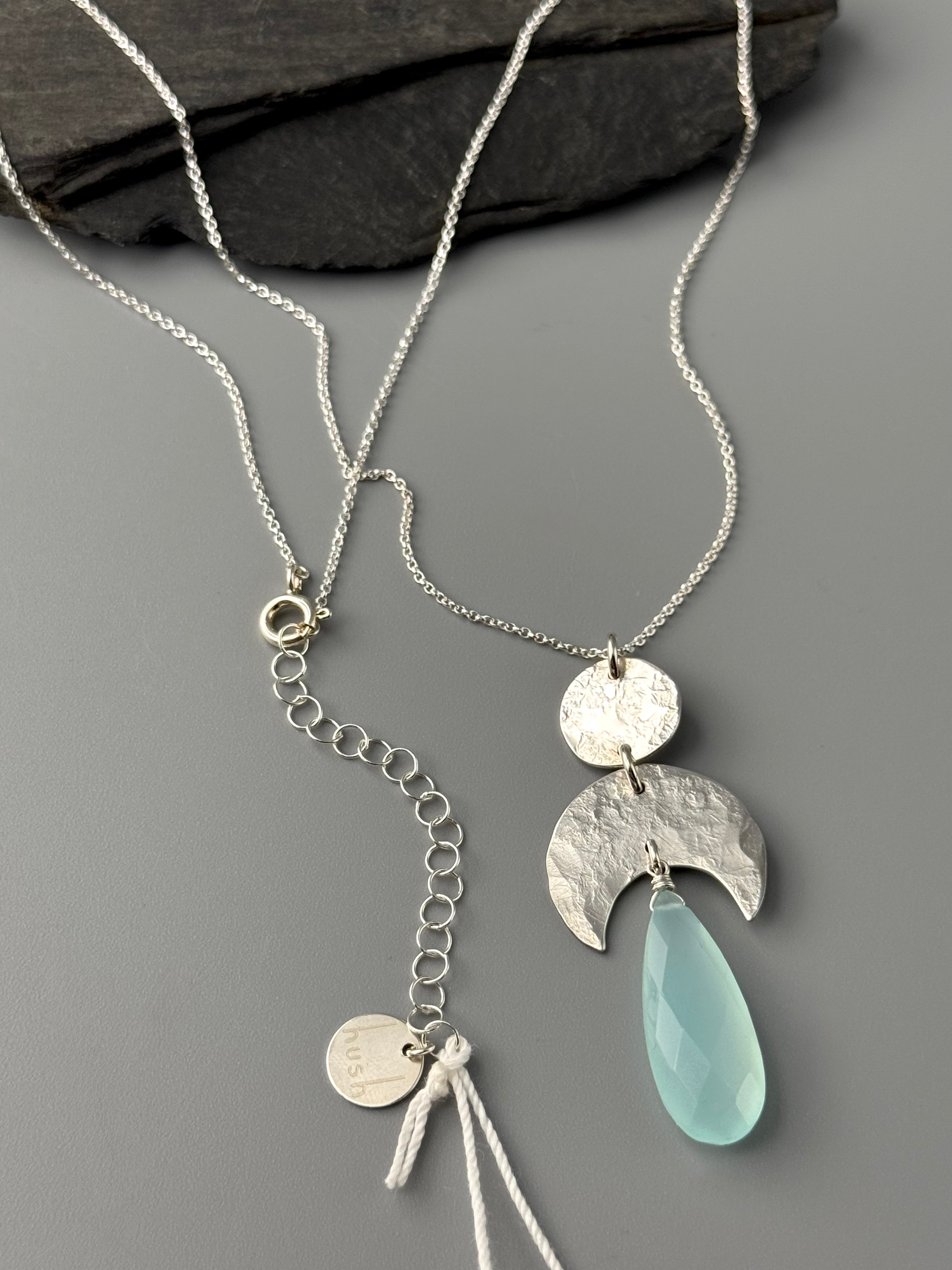 •NYX• aqua chalcedony + silver necklace (18"-20" long)