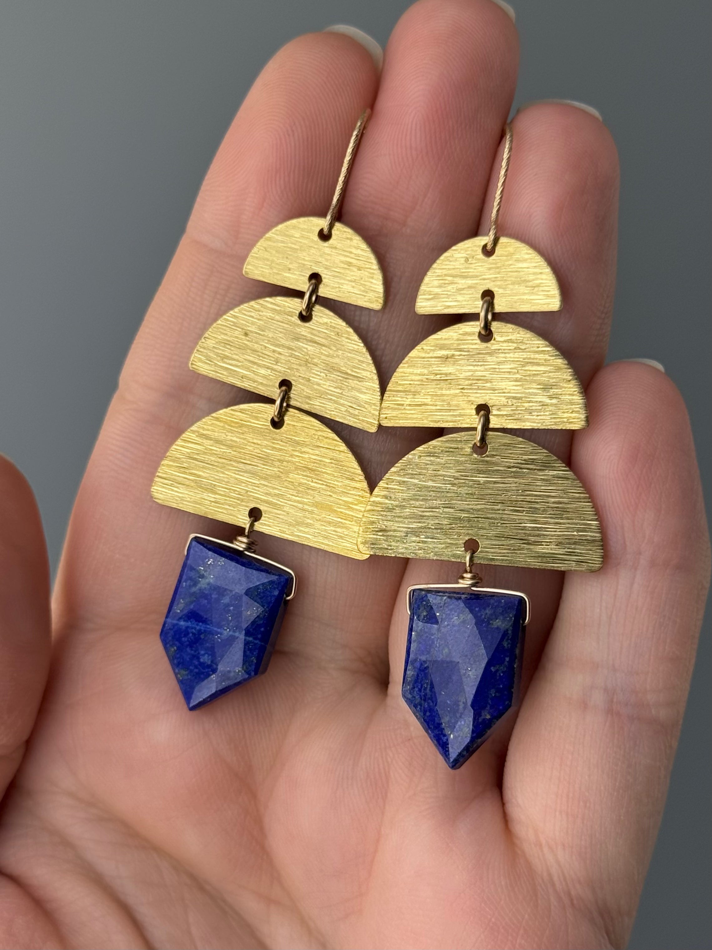 •MOON STACK• lapis lazuli + gold earrings