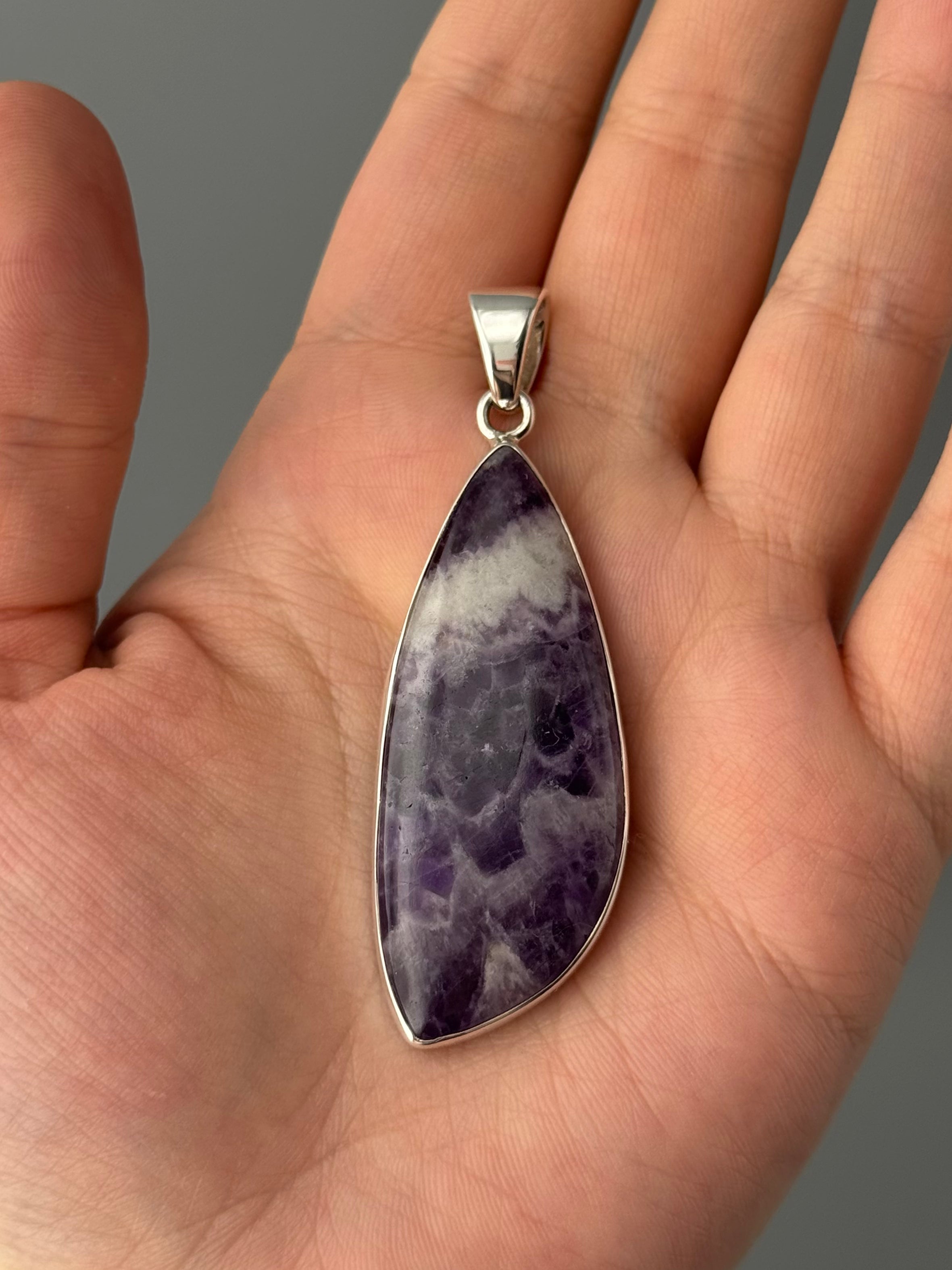 •CHEVRON AMETHYST - FREEFORM• sterling silver pendant