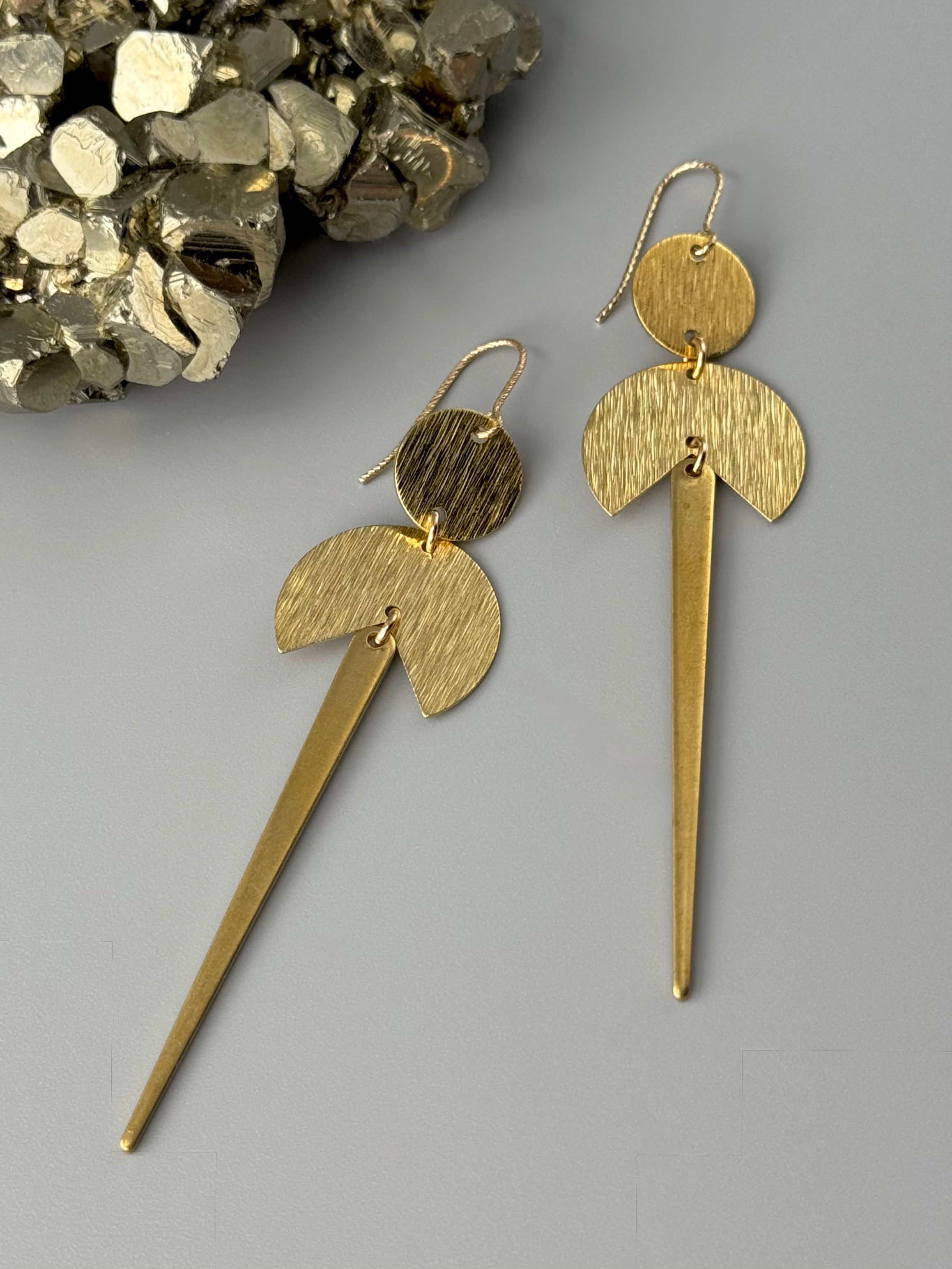 •PACMAN DAGGERS• gold dangle earrings