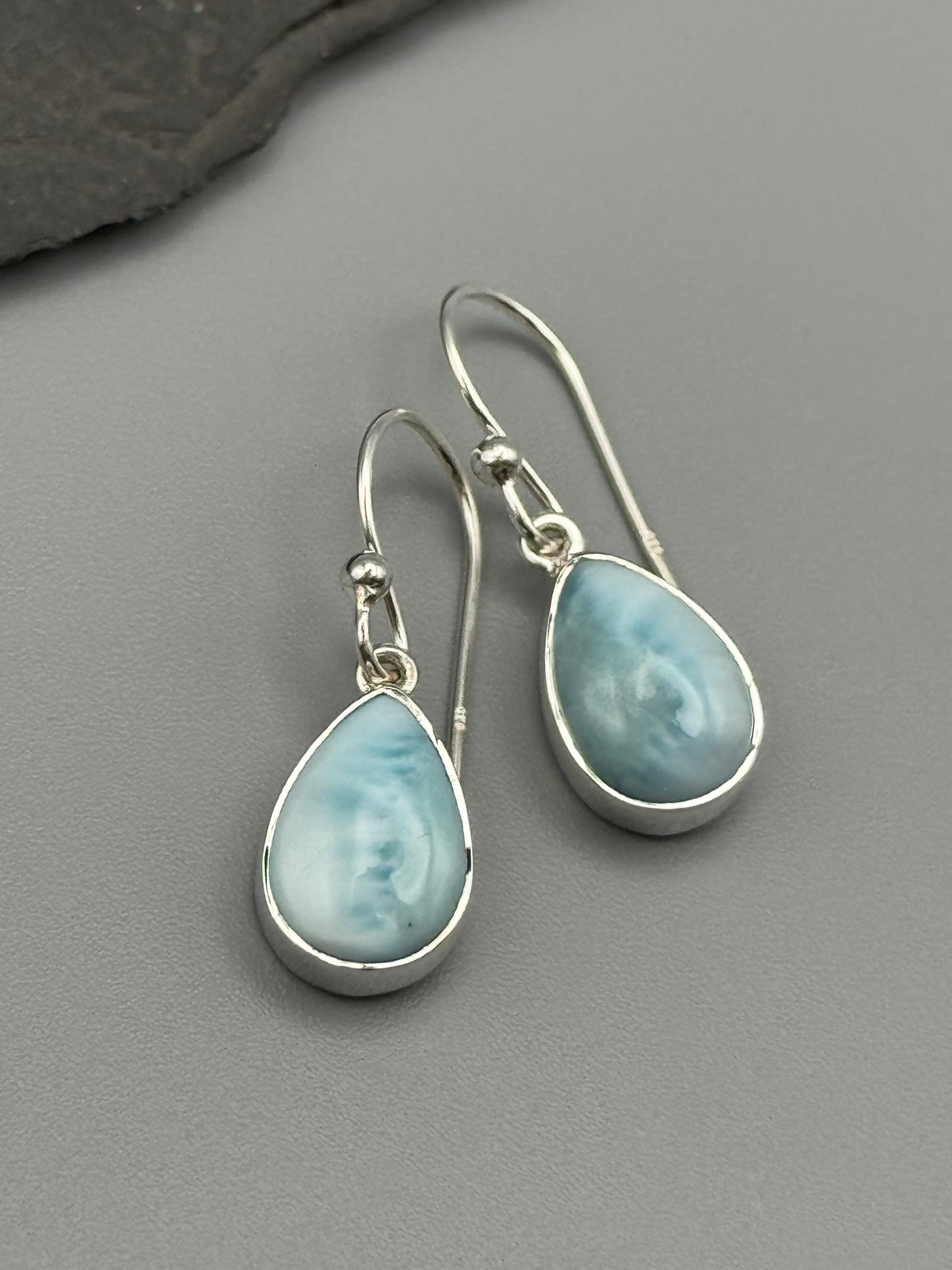 •LARIMAR - TEARDROP• silver dangle earrings