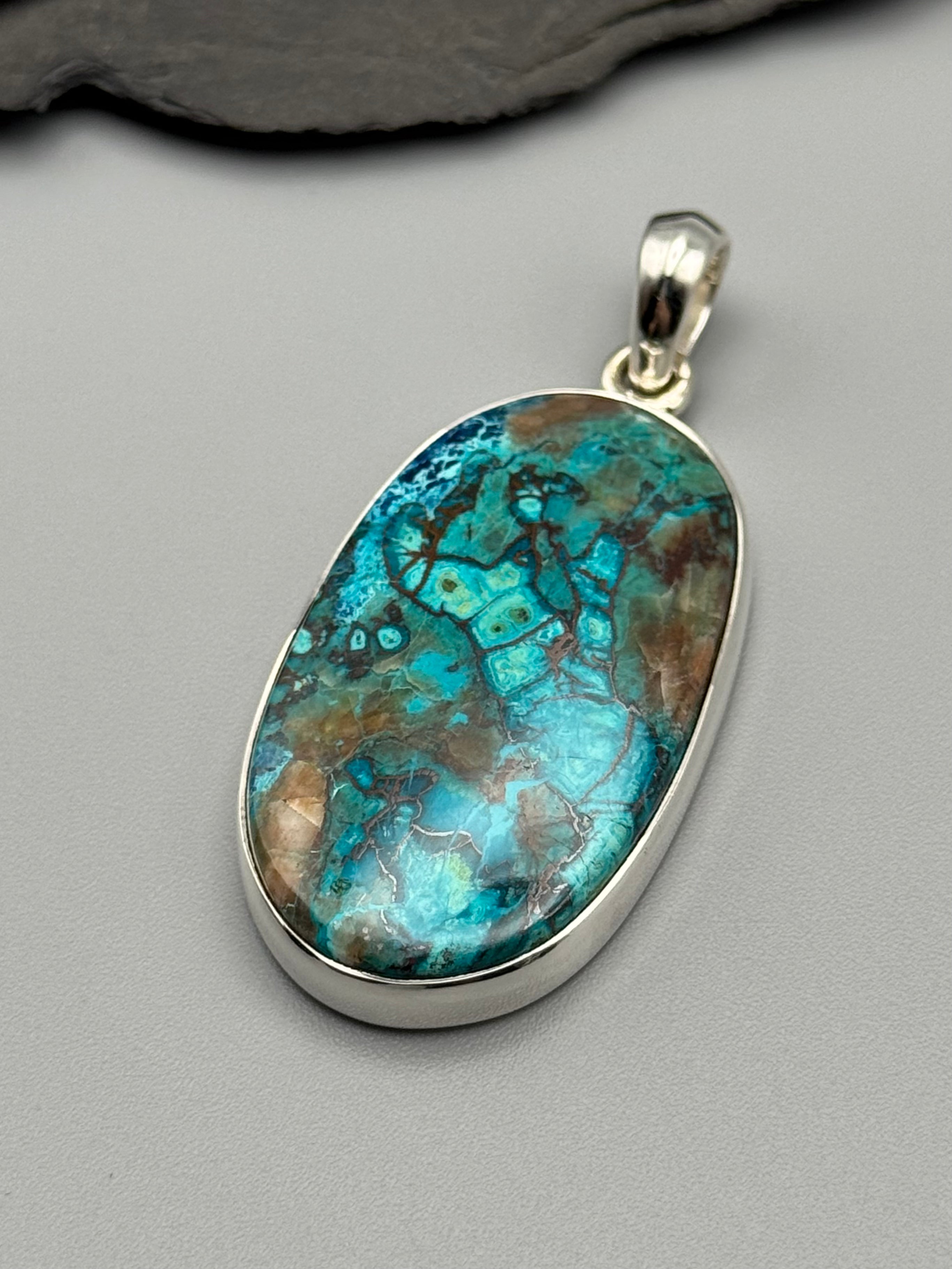 •SHATTUCKITE - MEDIUM OVAL• sterling silver pendant