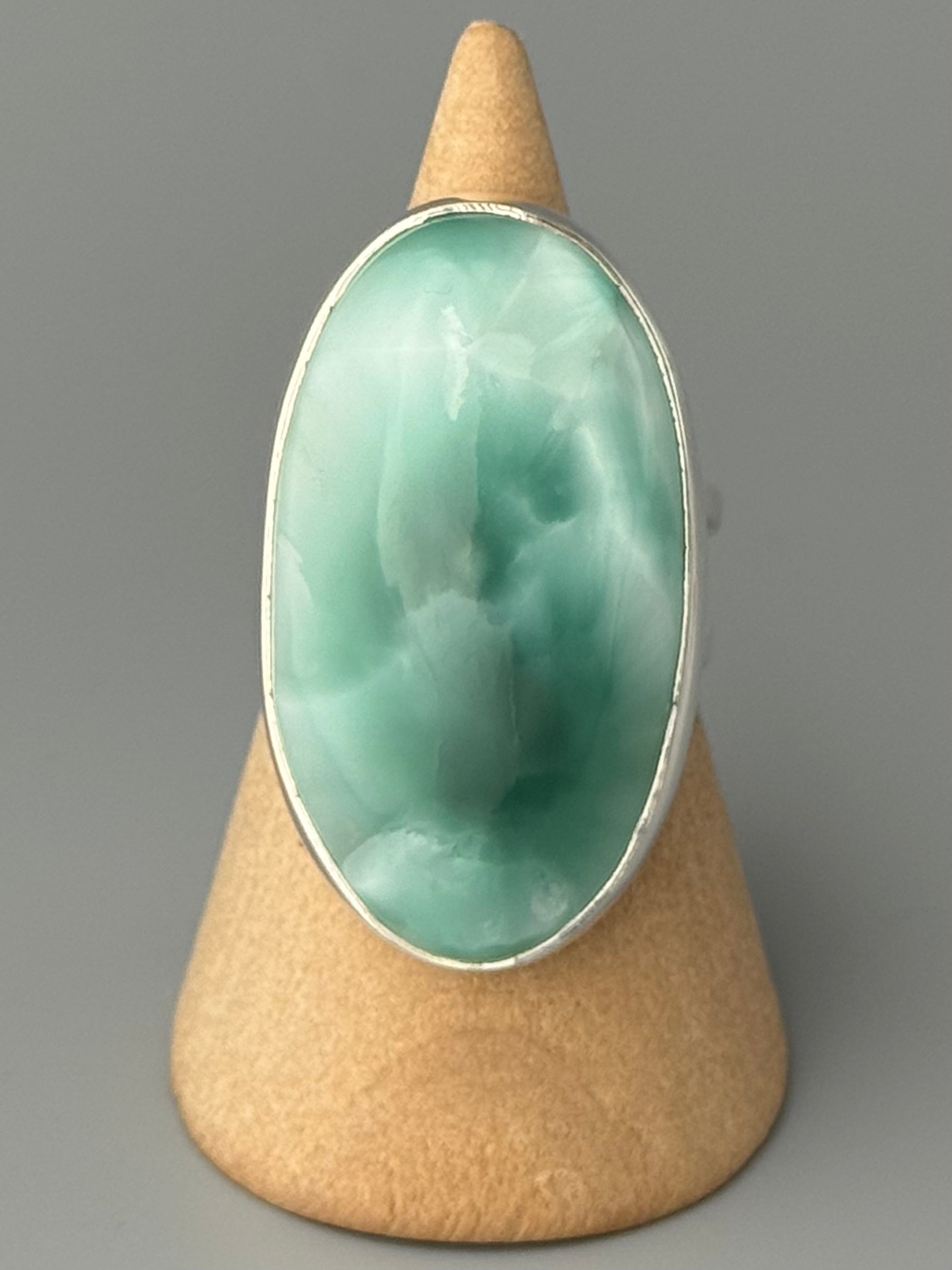 •HEMIMORPHITE - OVAL 2• split band silver ring (size 9)