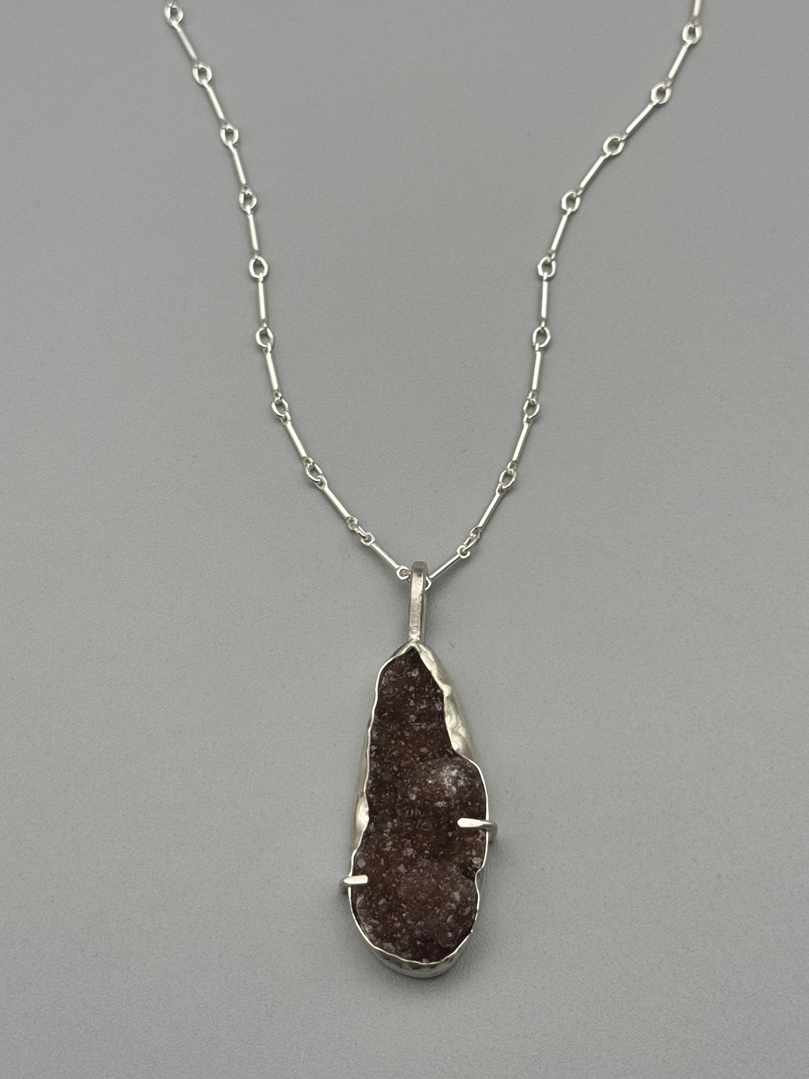 •HARMONY• druzy + silver necklace (18" - 21" long)