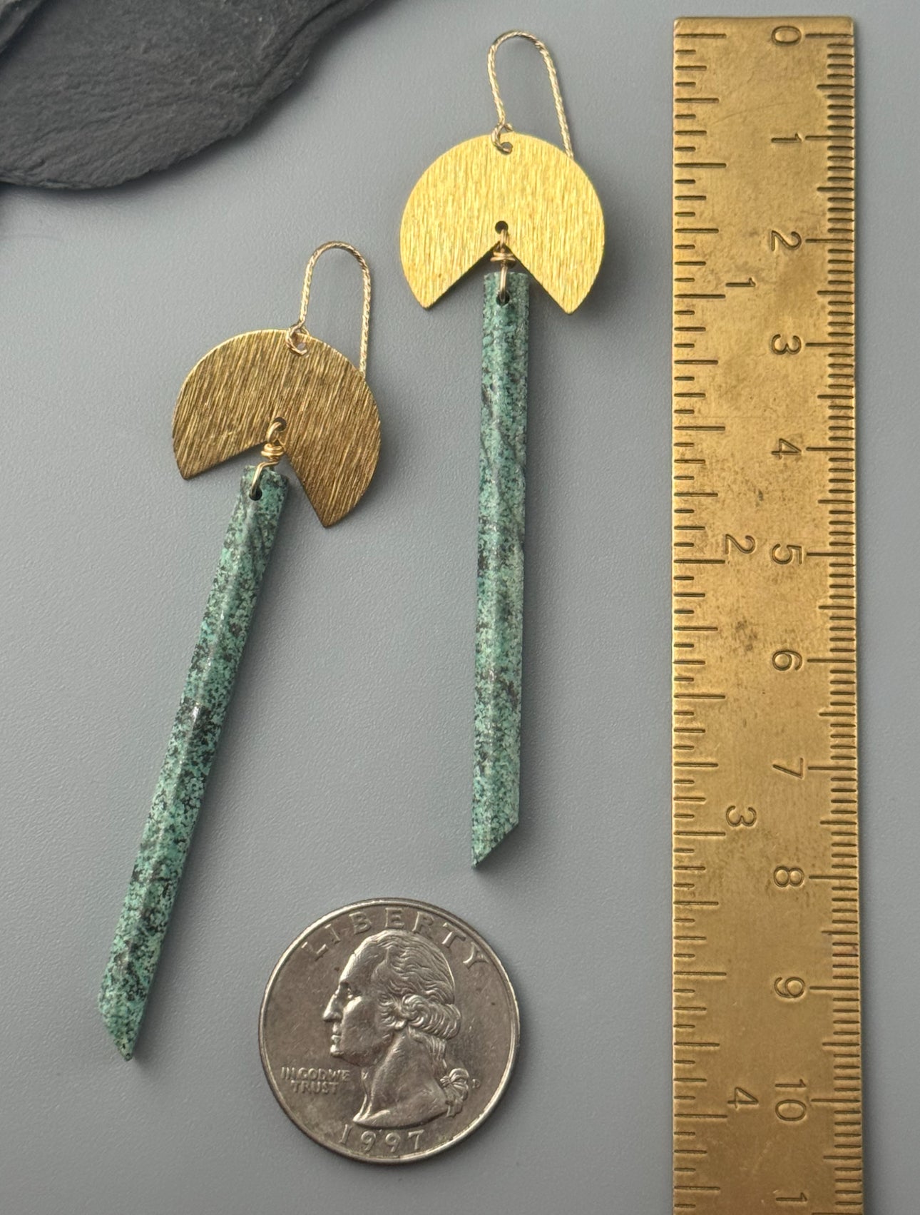 •PAC-MAN• african turquoise + gold earrings
