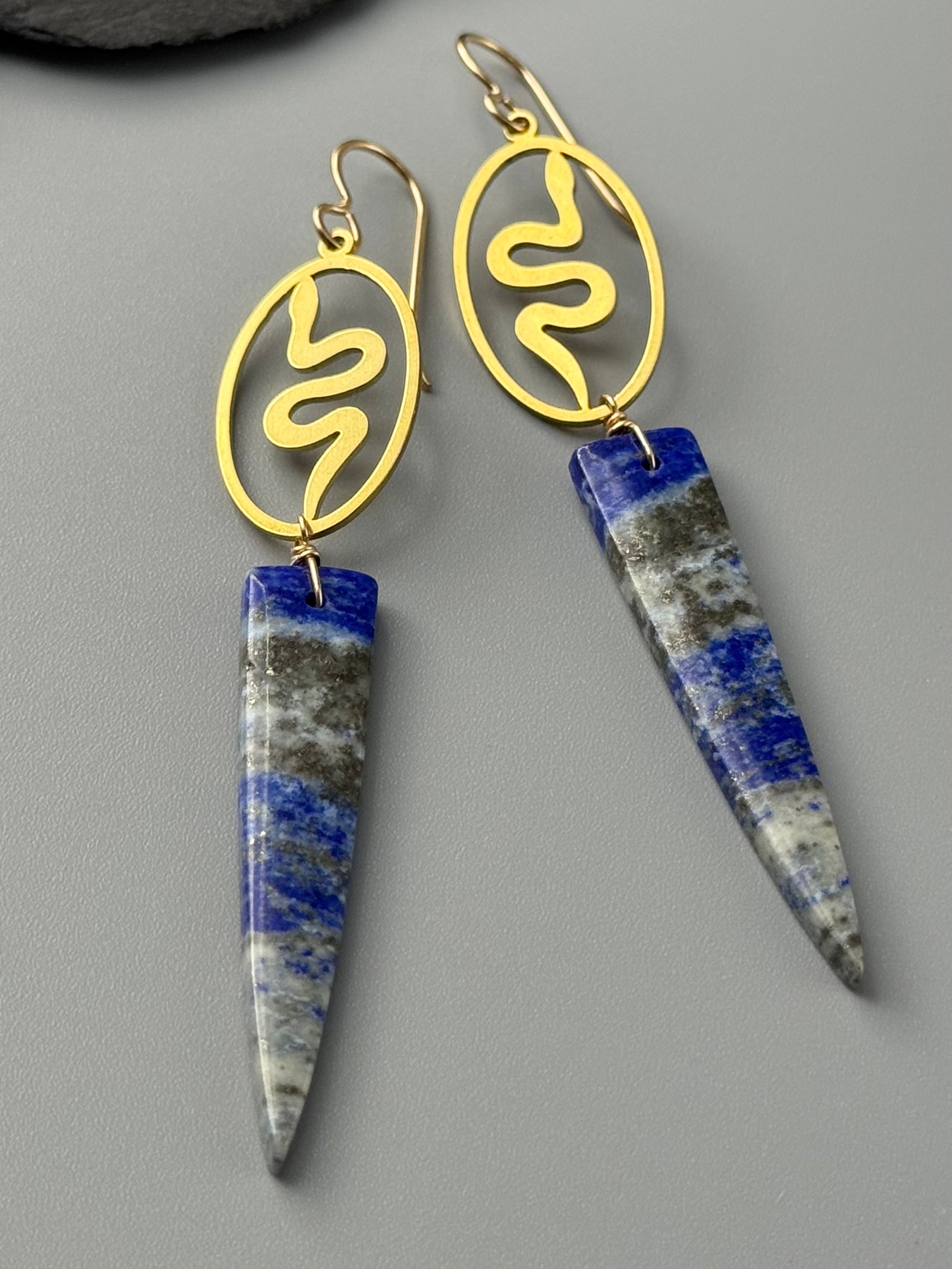 •SLITHER• lapis lazuli + gold earrings