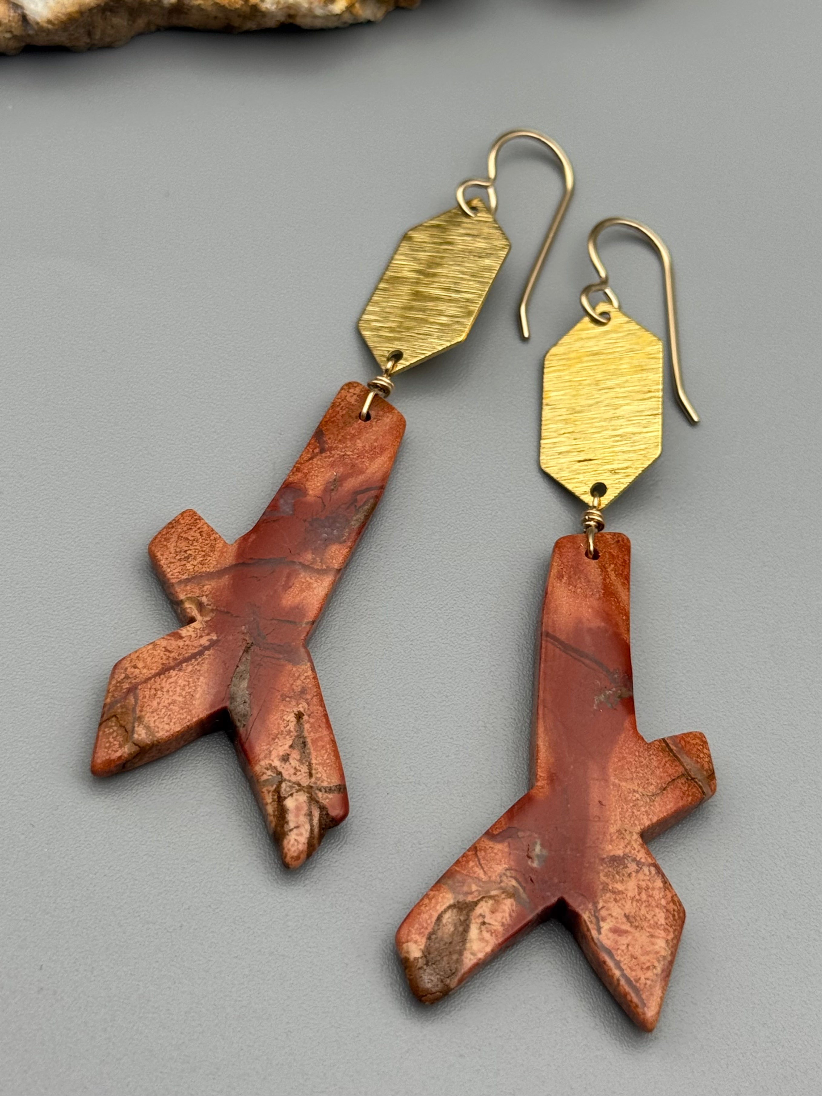•HEXED• red jasper + gold earrings
