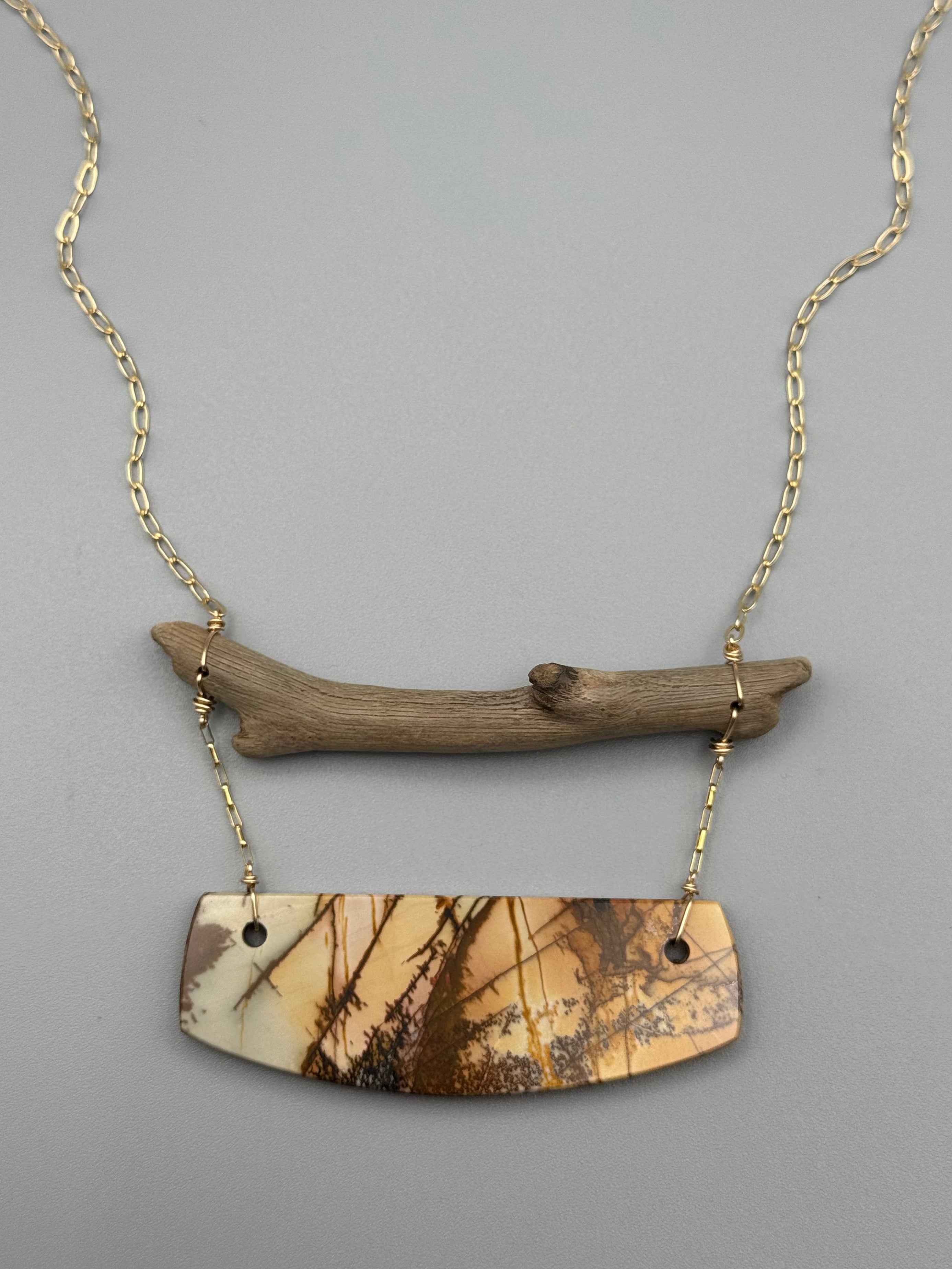 •TOTEM• red creek jasper + gold necklace (16"-18" long)