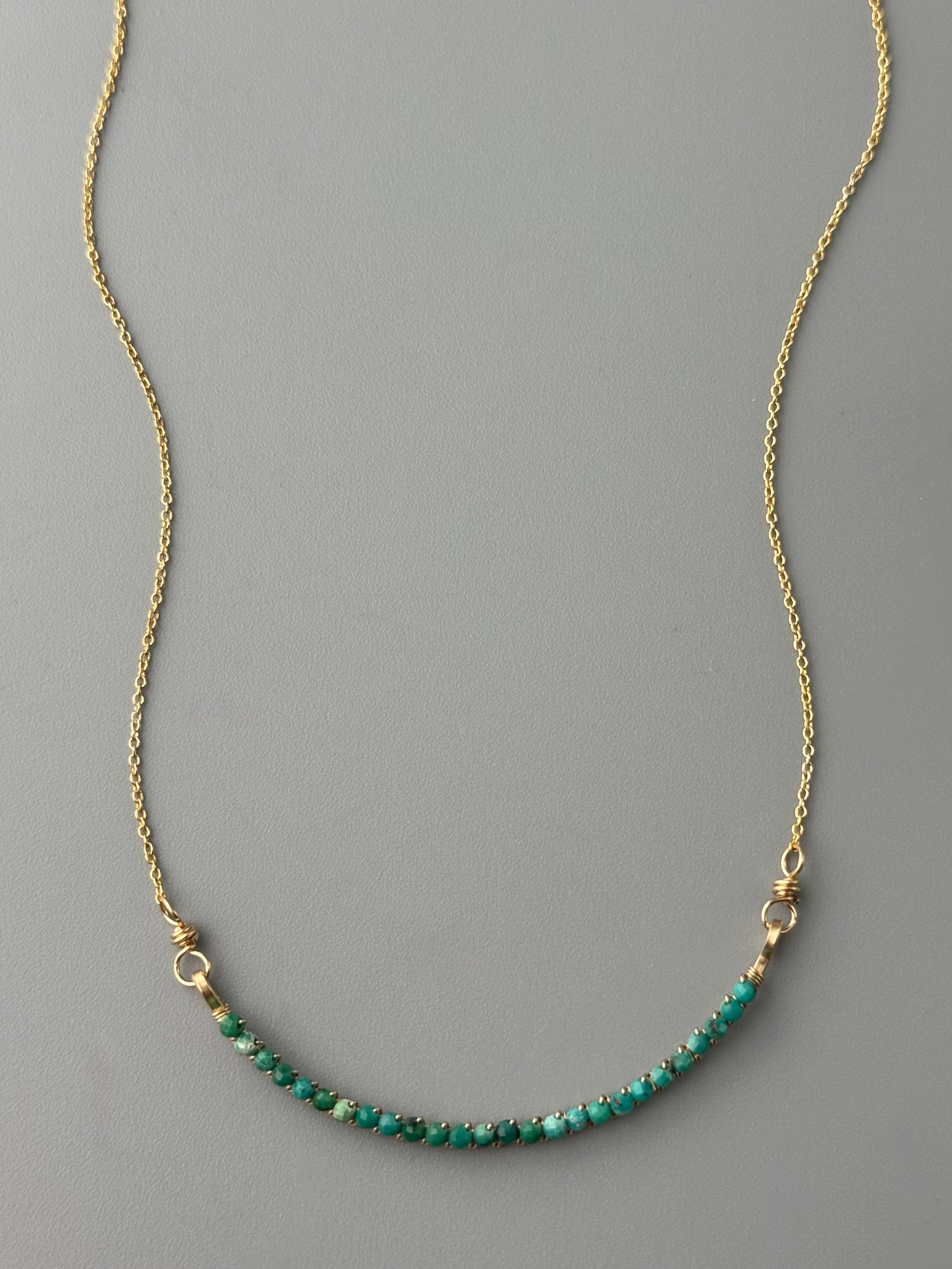 •ADORNED CURVED BAR• turquoise + gold necklace