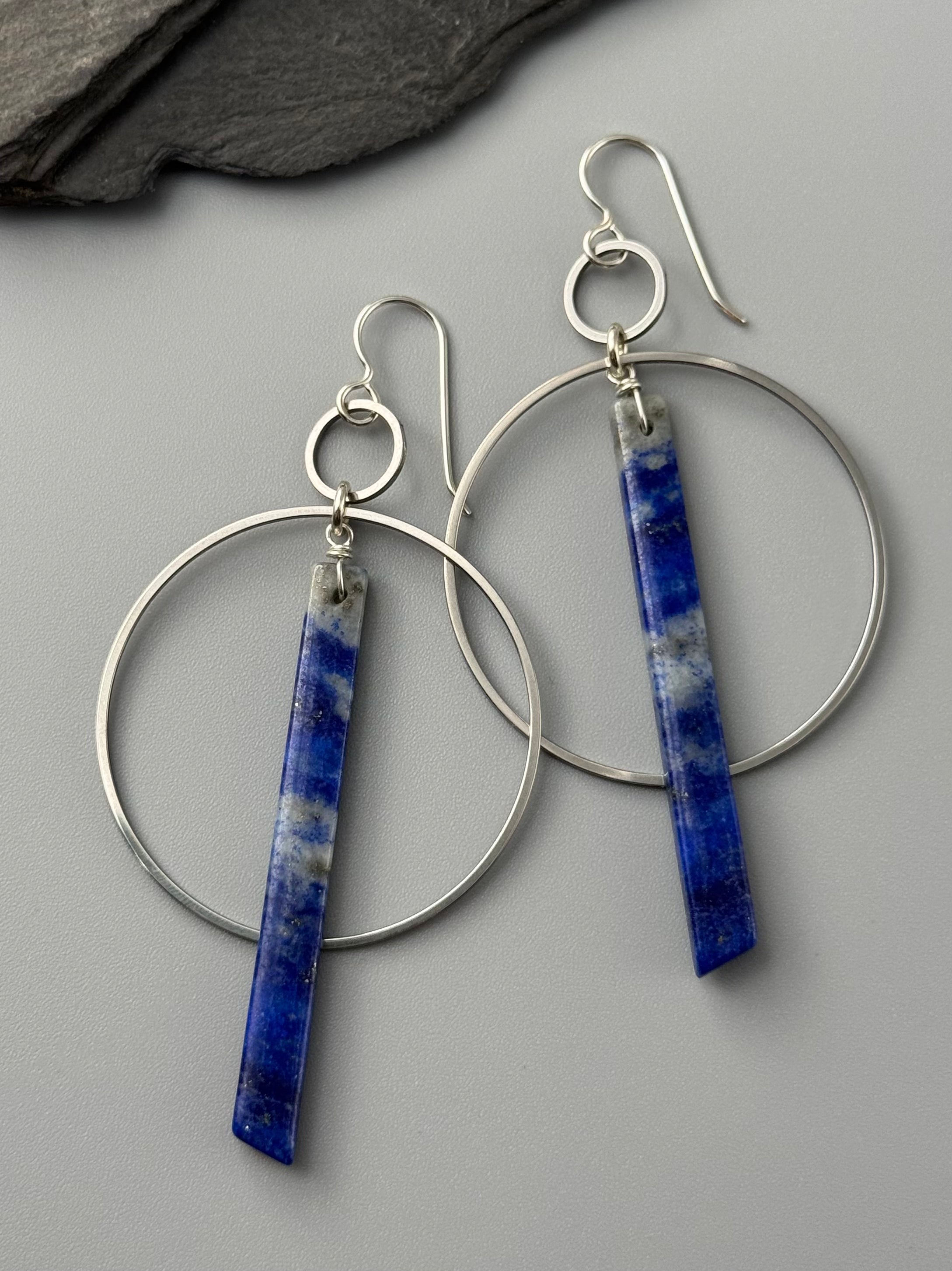 •EQUA-ORBIT• lapis lazuli + silver earrings