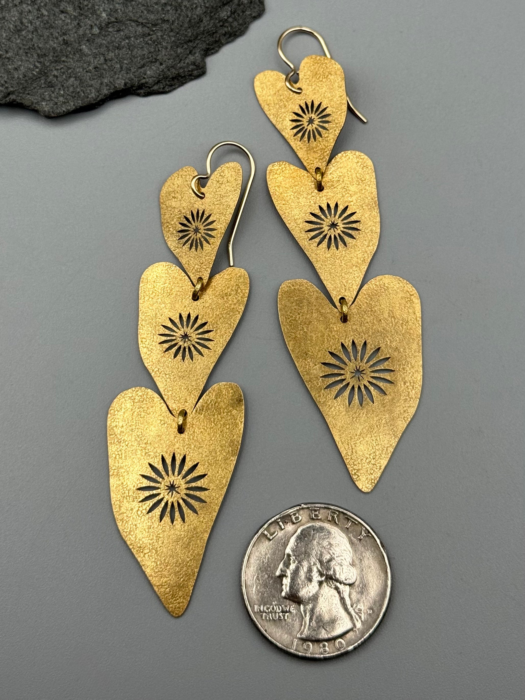 •FALLING IN LOVE• gold dangle earrings