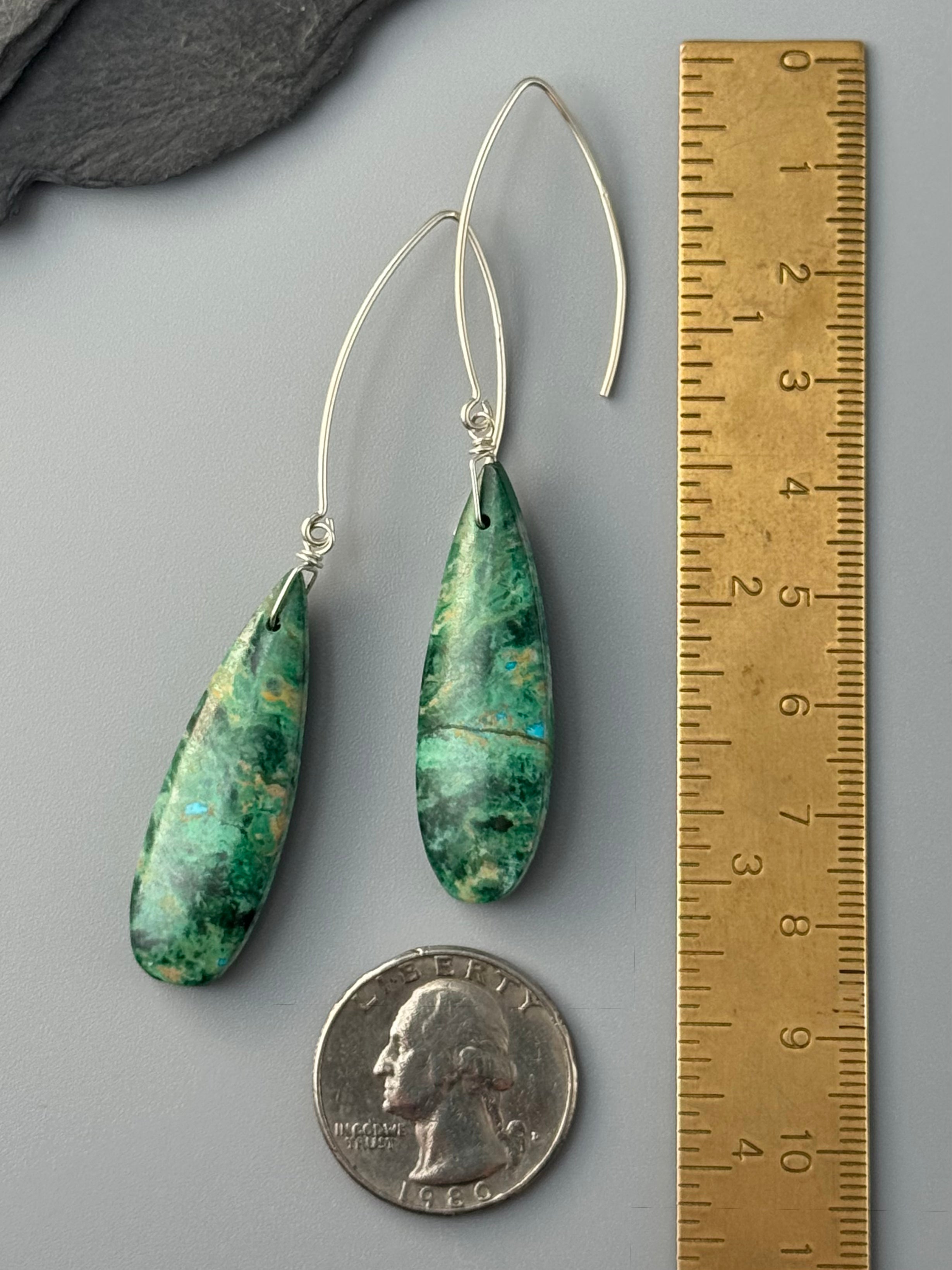 •STRAY• malachite chrysocolla + silver earrings