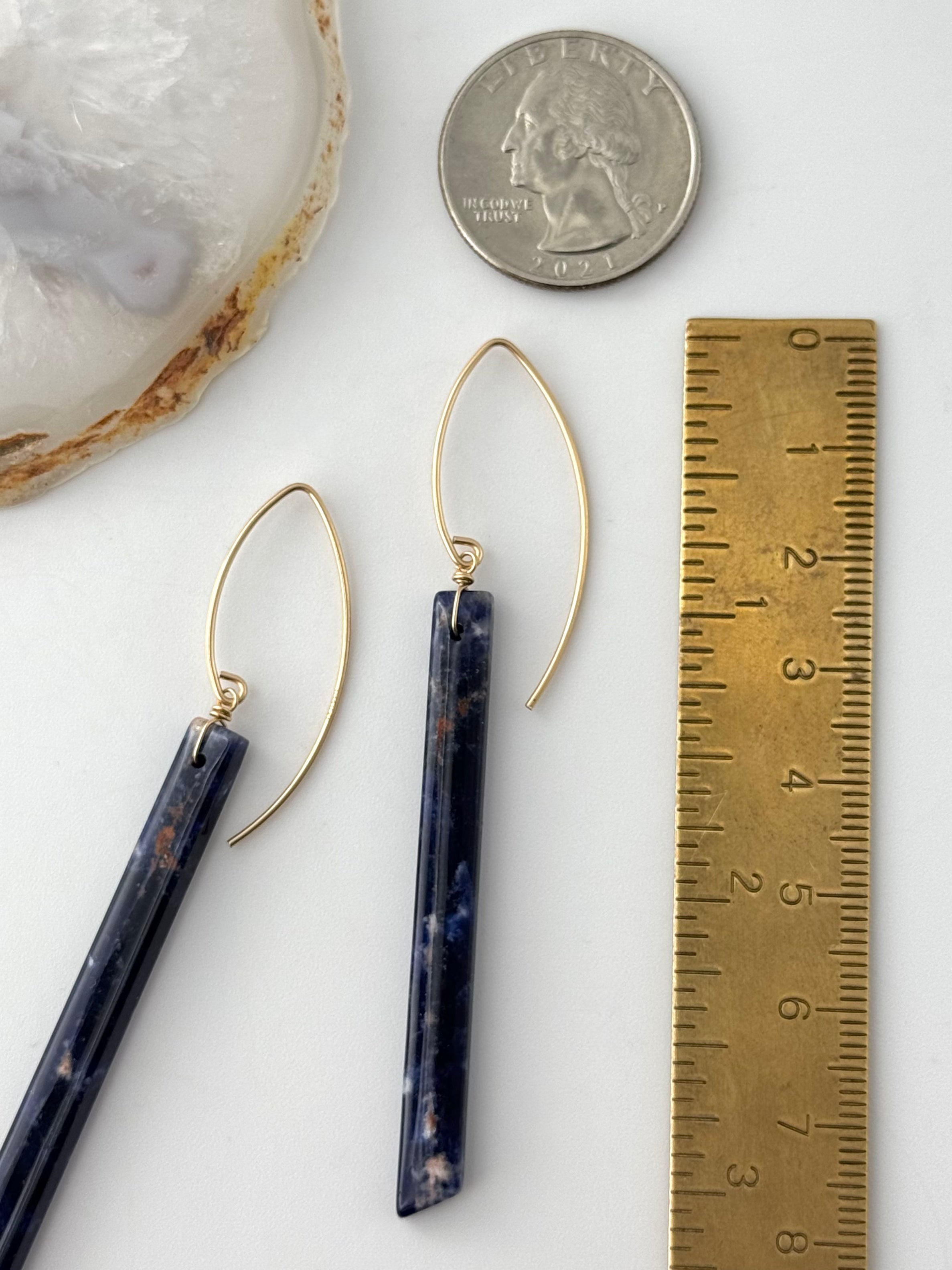 •STRAY• sodalite + gold dangle earrings
