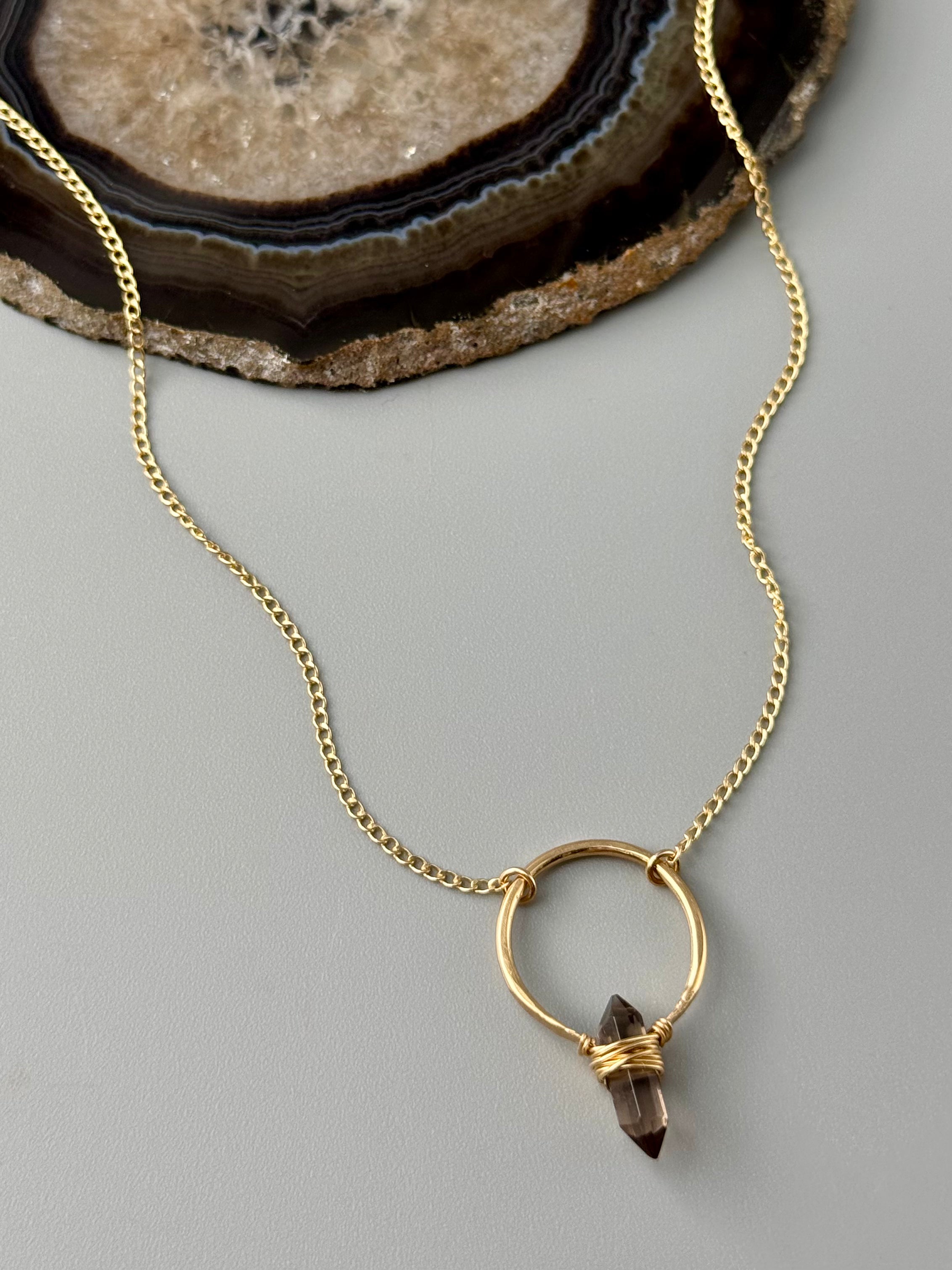 •CREST• smoky quartz + gold necklace (various lengths)