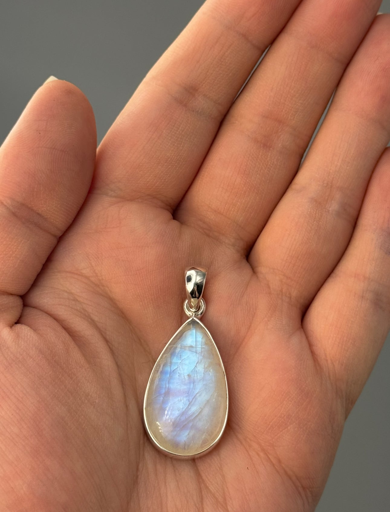 •RAINBOW MOONSTONE - SMALL TEARDROP• sterling silver pendant