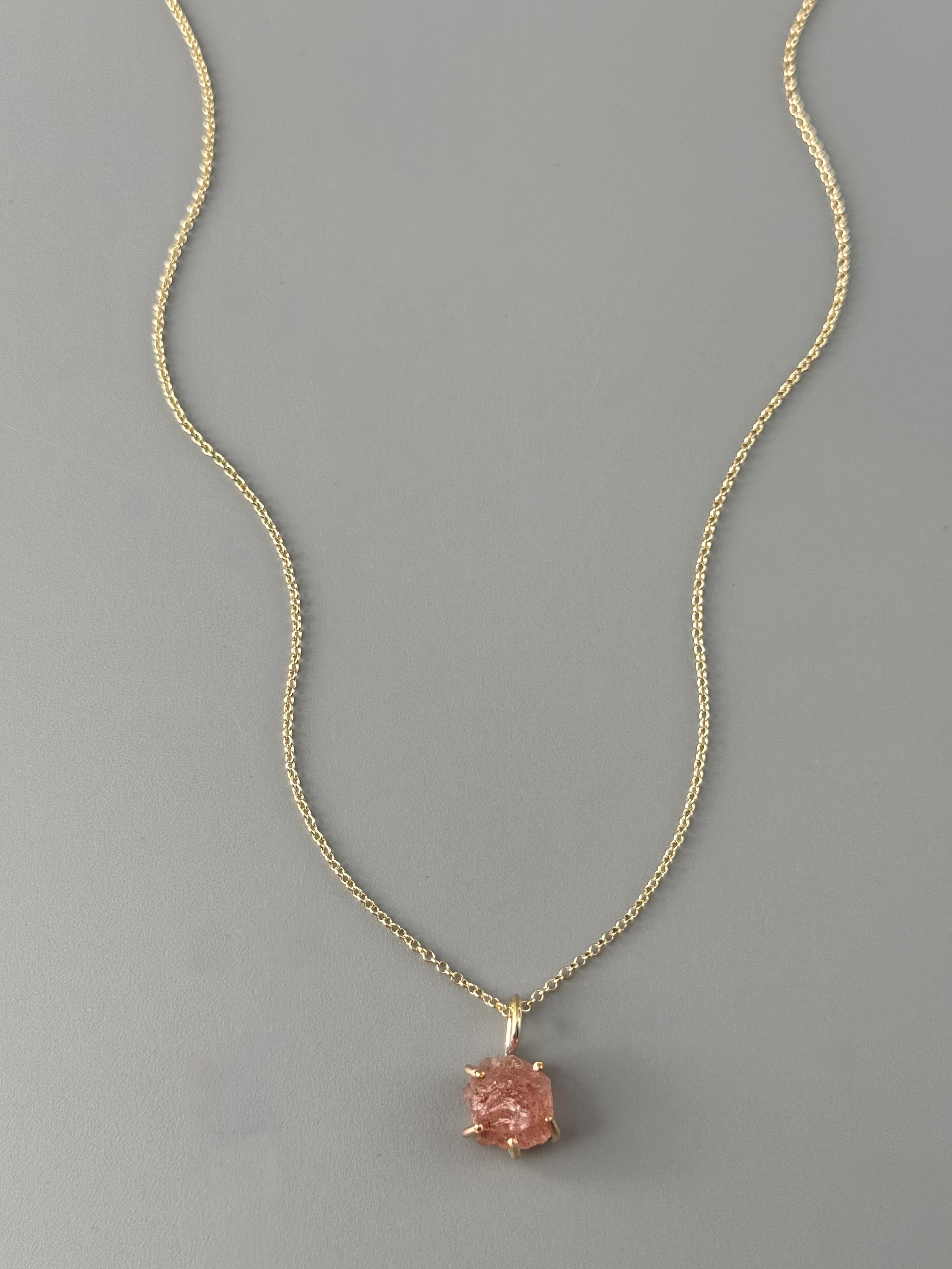 •CRADLE• rose quartz + gold necklace (18" long)