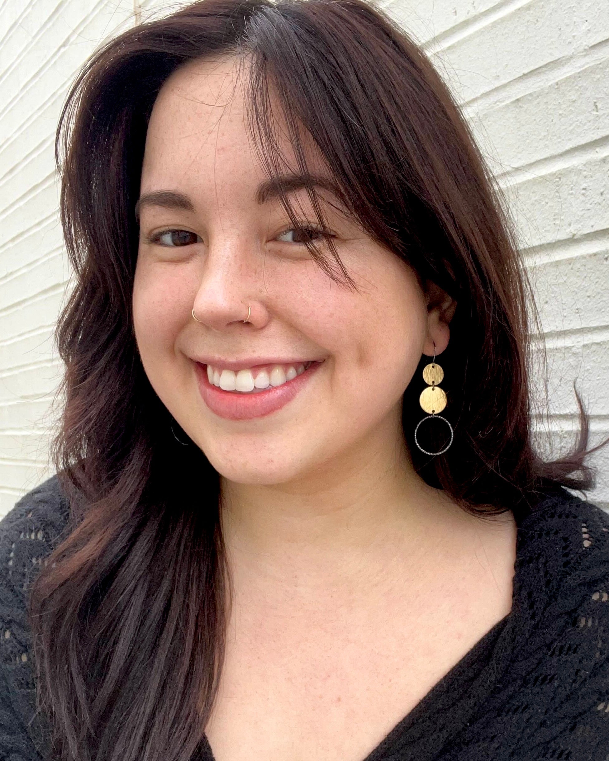 •THE CIRCLE• mixed metal dangle earrings