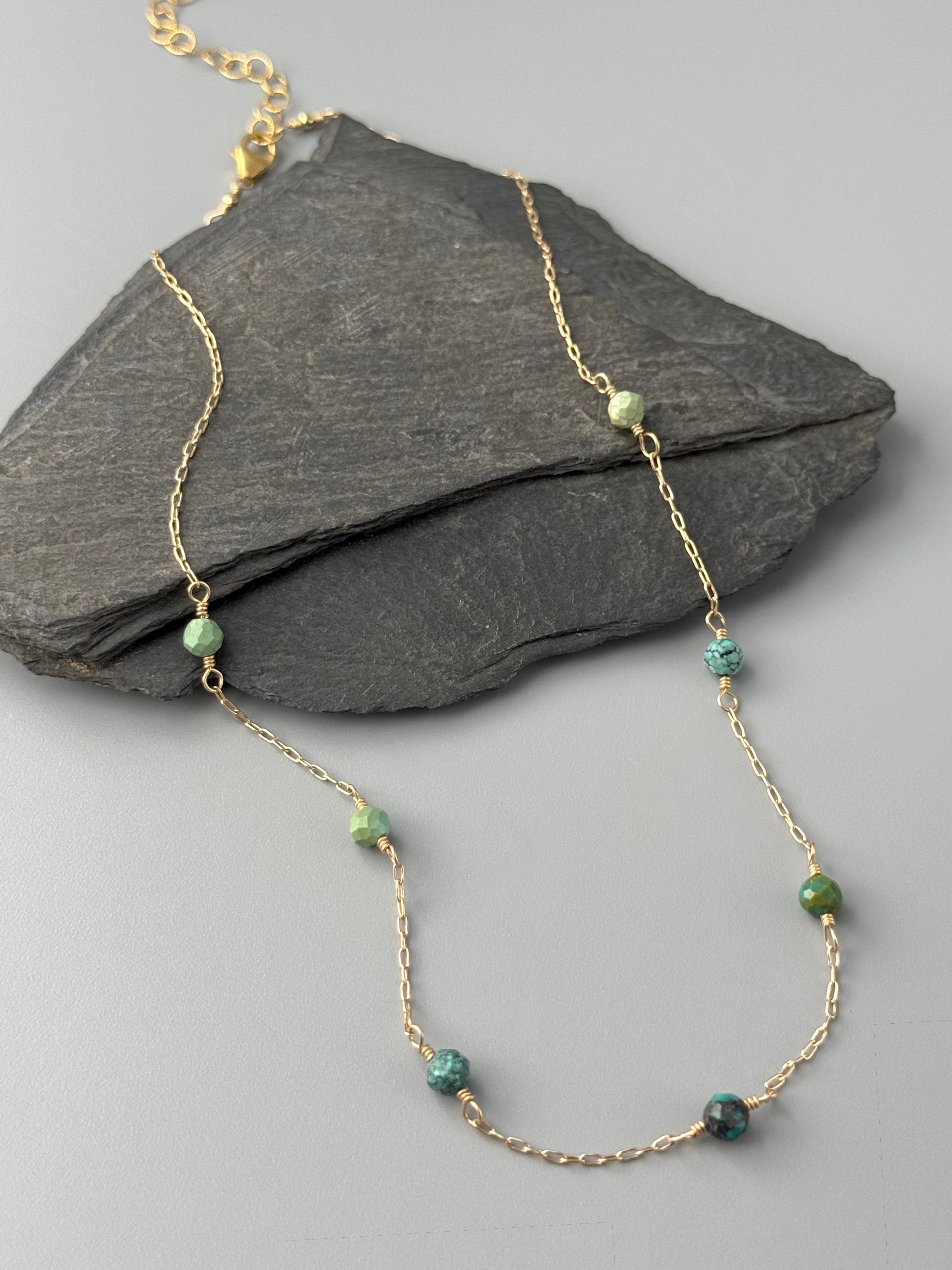 •DRAGON SKIN TURQUOISE• gold necklace (14" - 16" long)