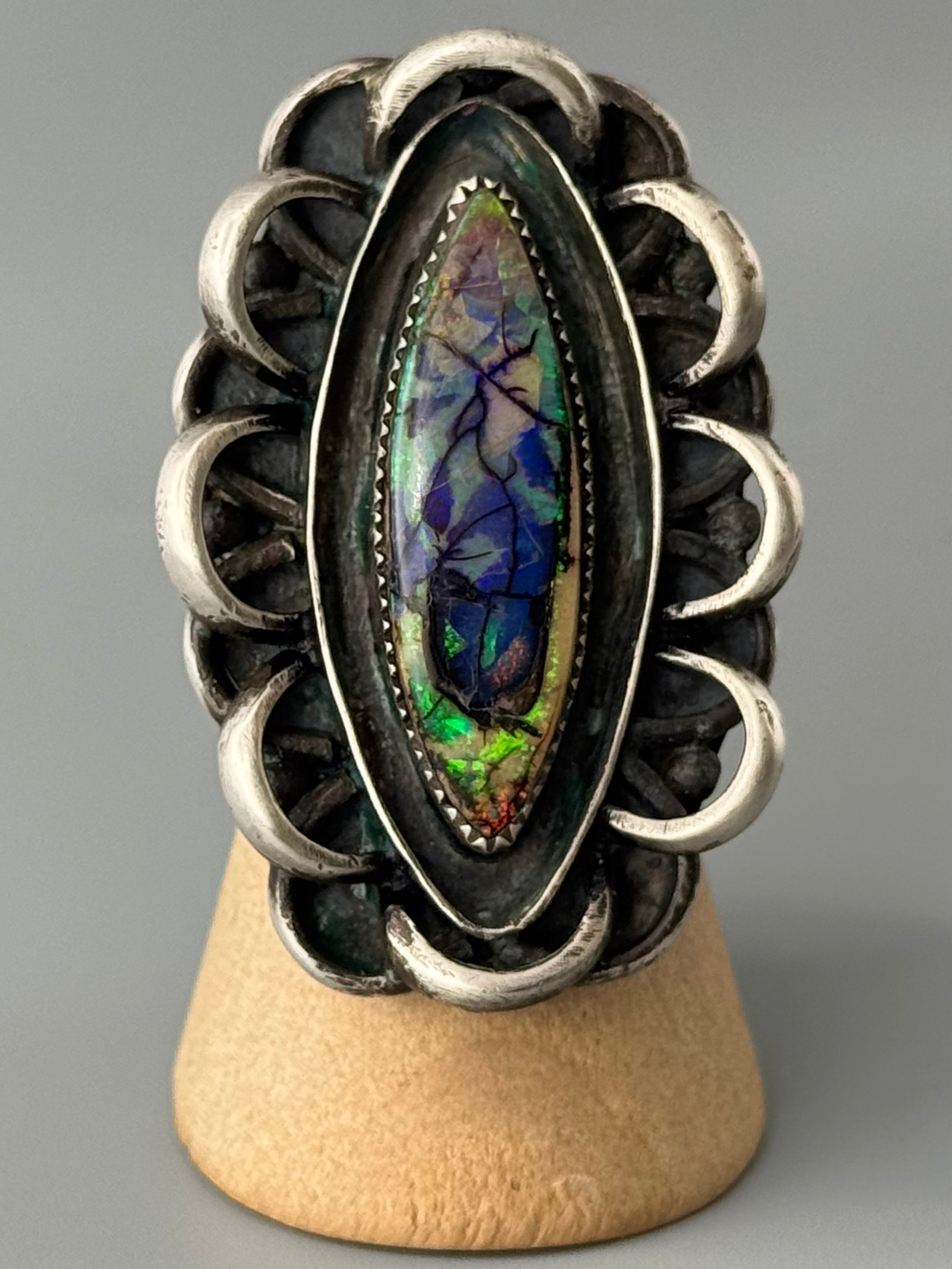 •CADENA• opal + silver ring (size 7.5)