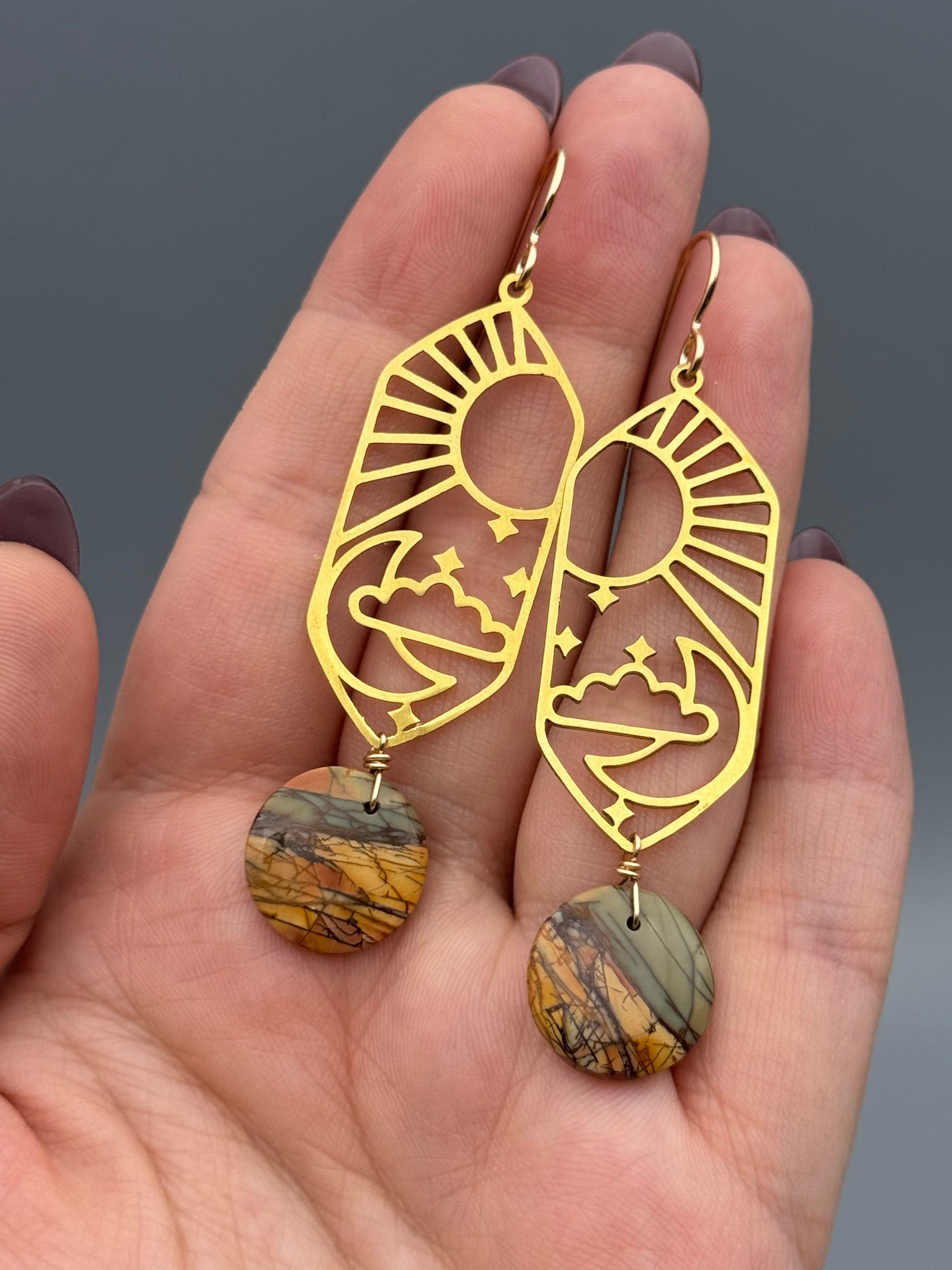 •CELESTIAL NAVIGATION• red creek jasper + gold earrings