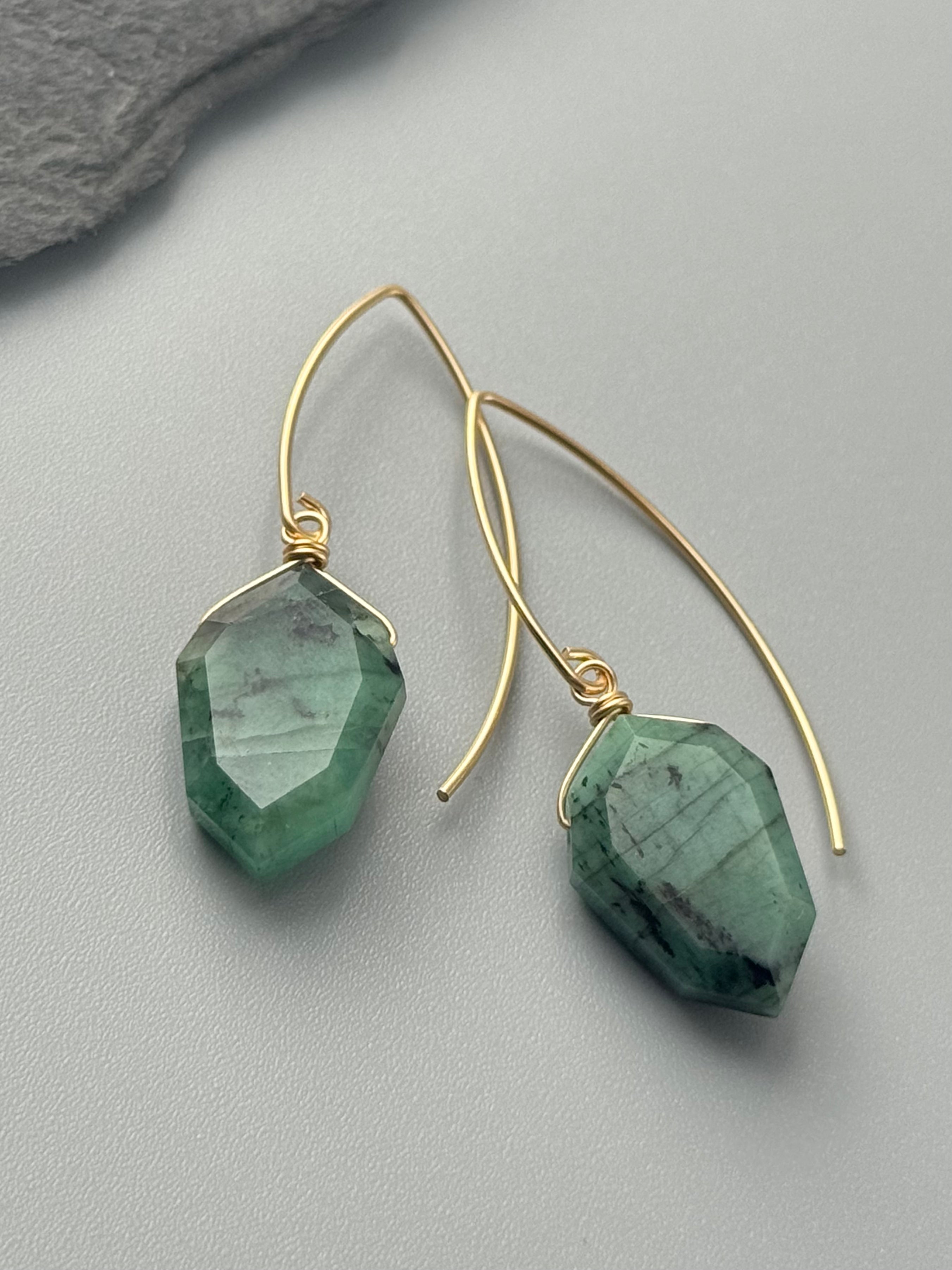 •STRAY• emerald + gold earrings