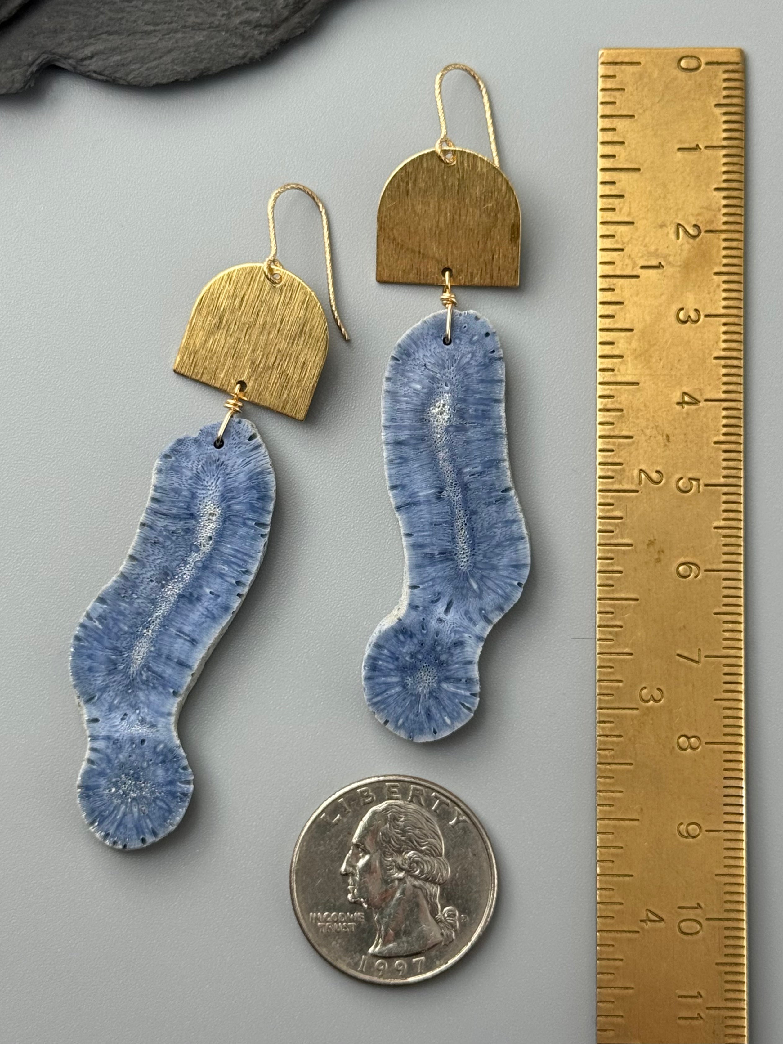 •ARCHES• fossilized coral + gold earrings