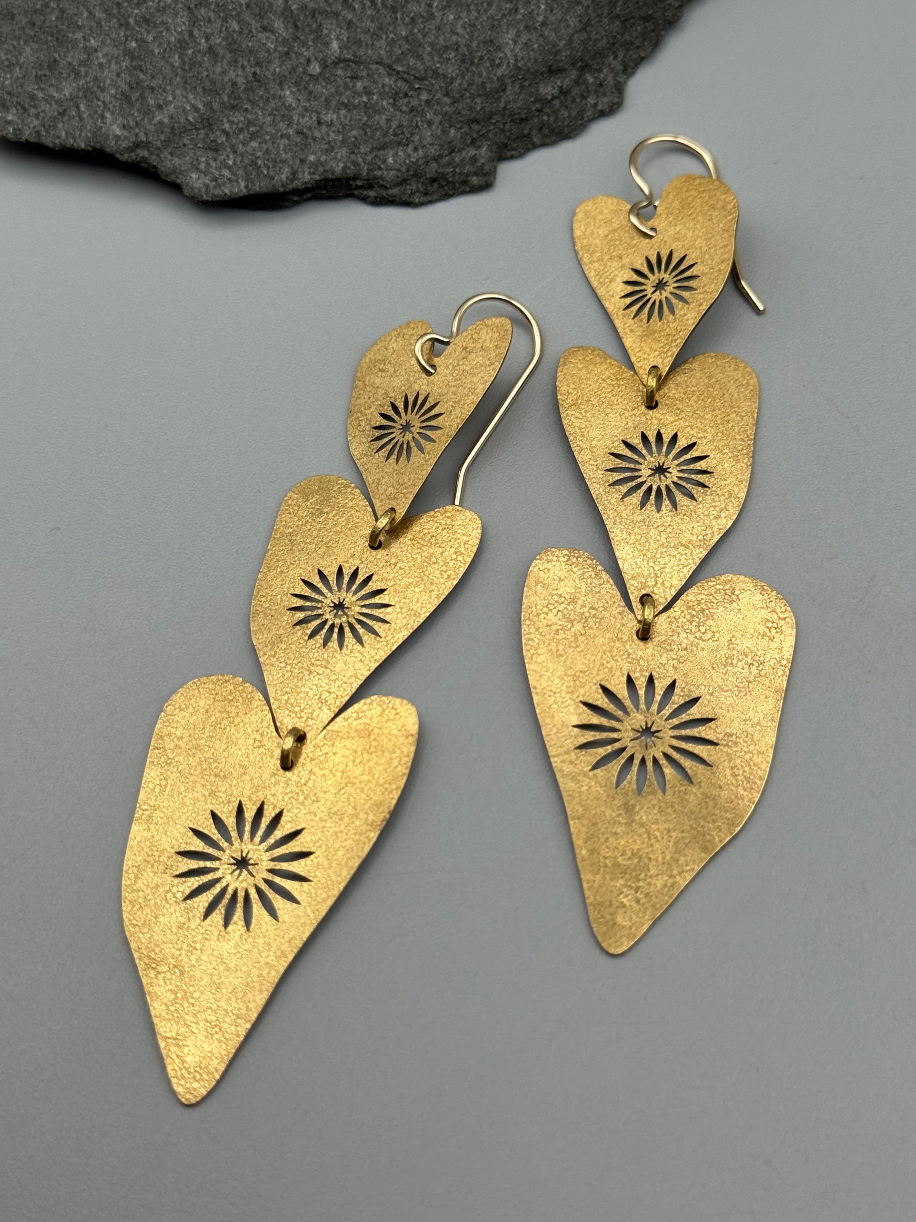 •FALLING IN LOVE• gold dangle earrings