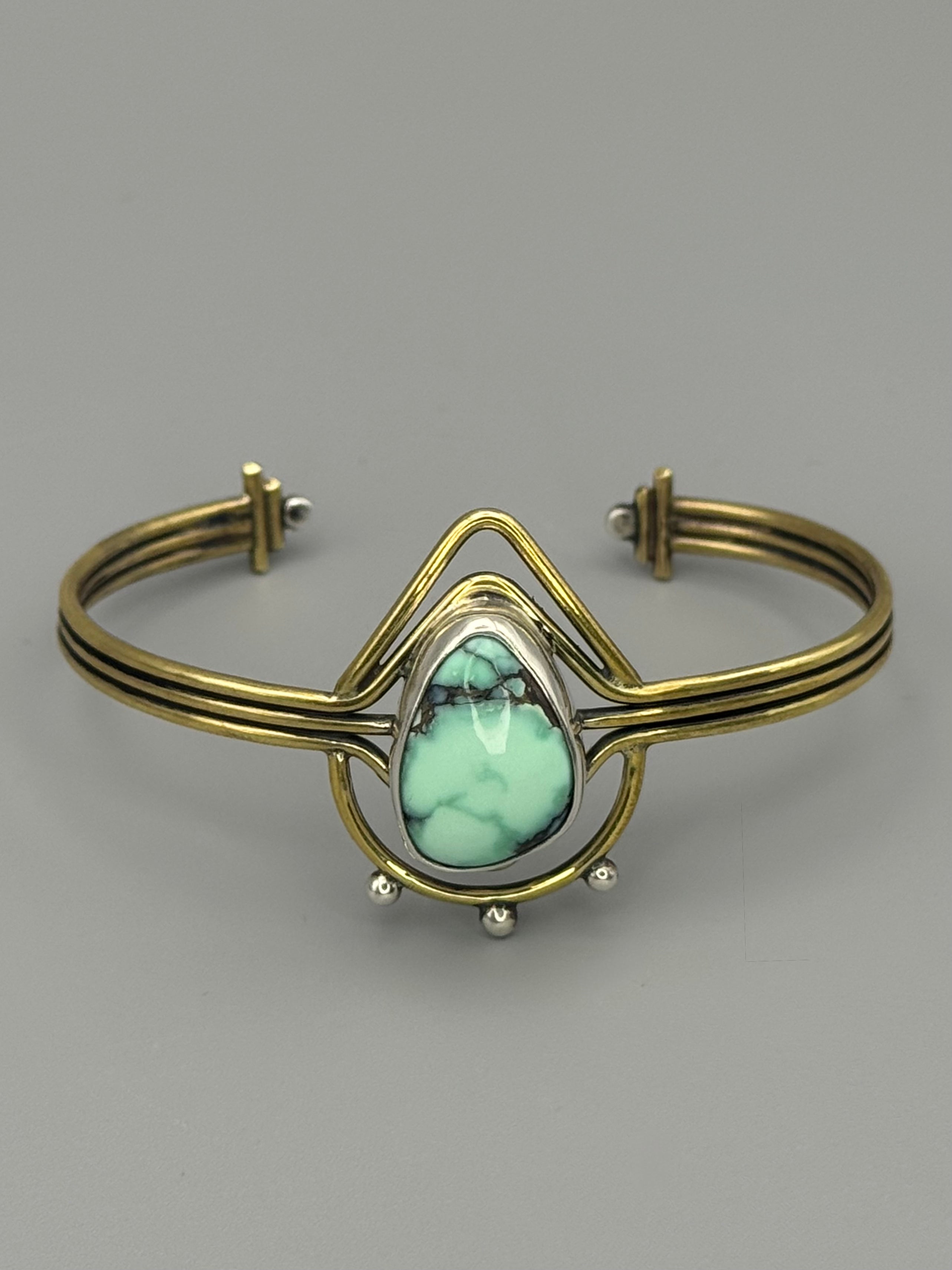 •TURQUOISE FREEFORM• mixed metal cuff bracelet