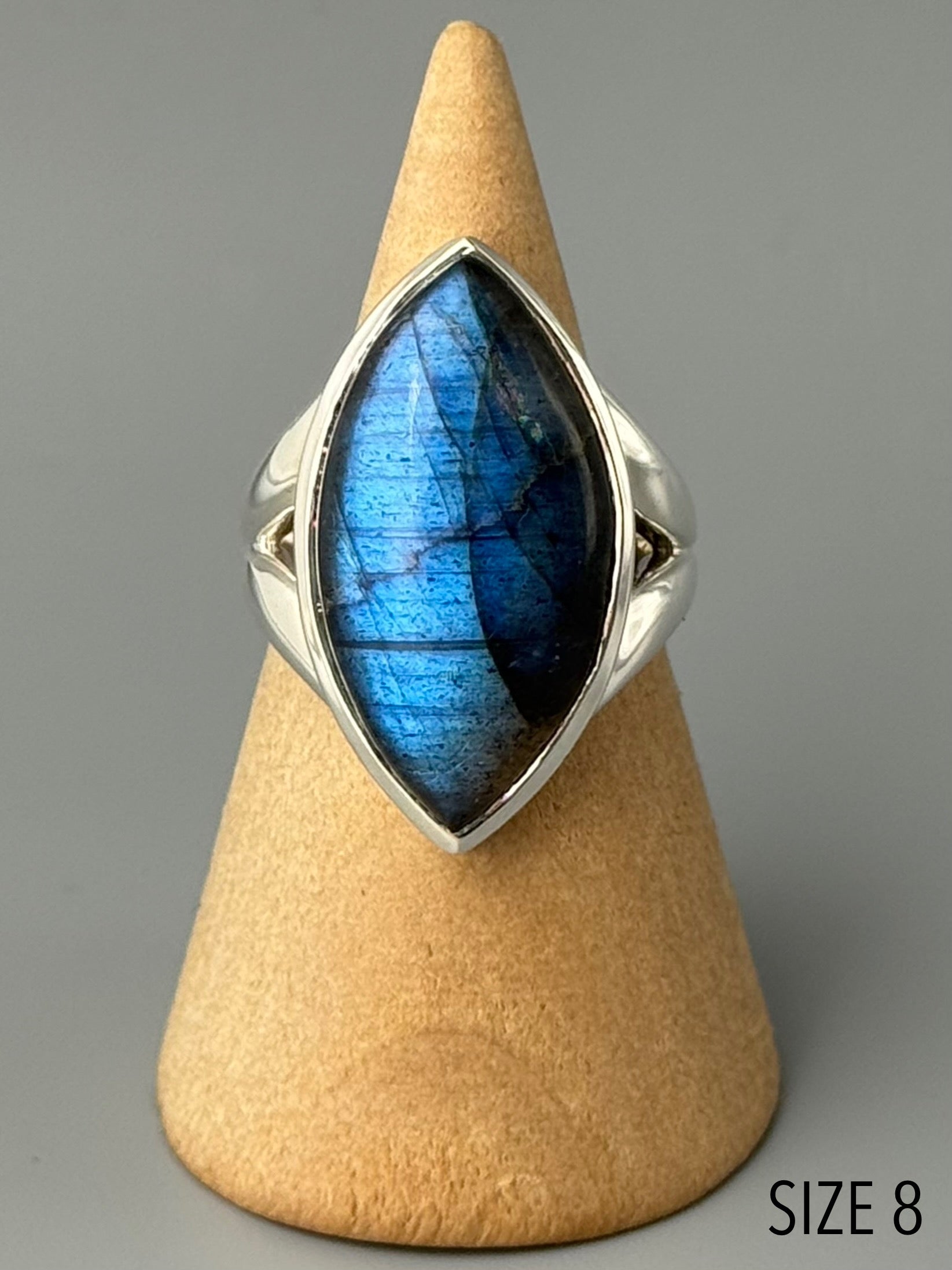 •LABRADORITE - EYE• split band silver ring (various sizes)