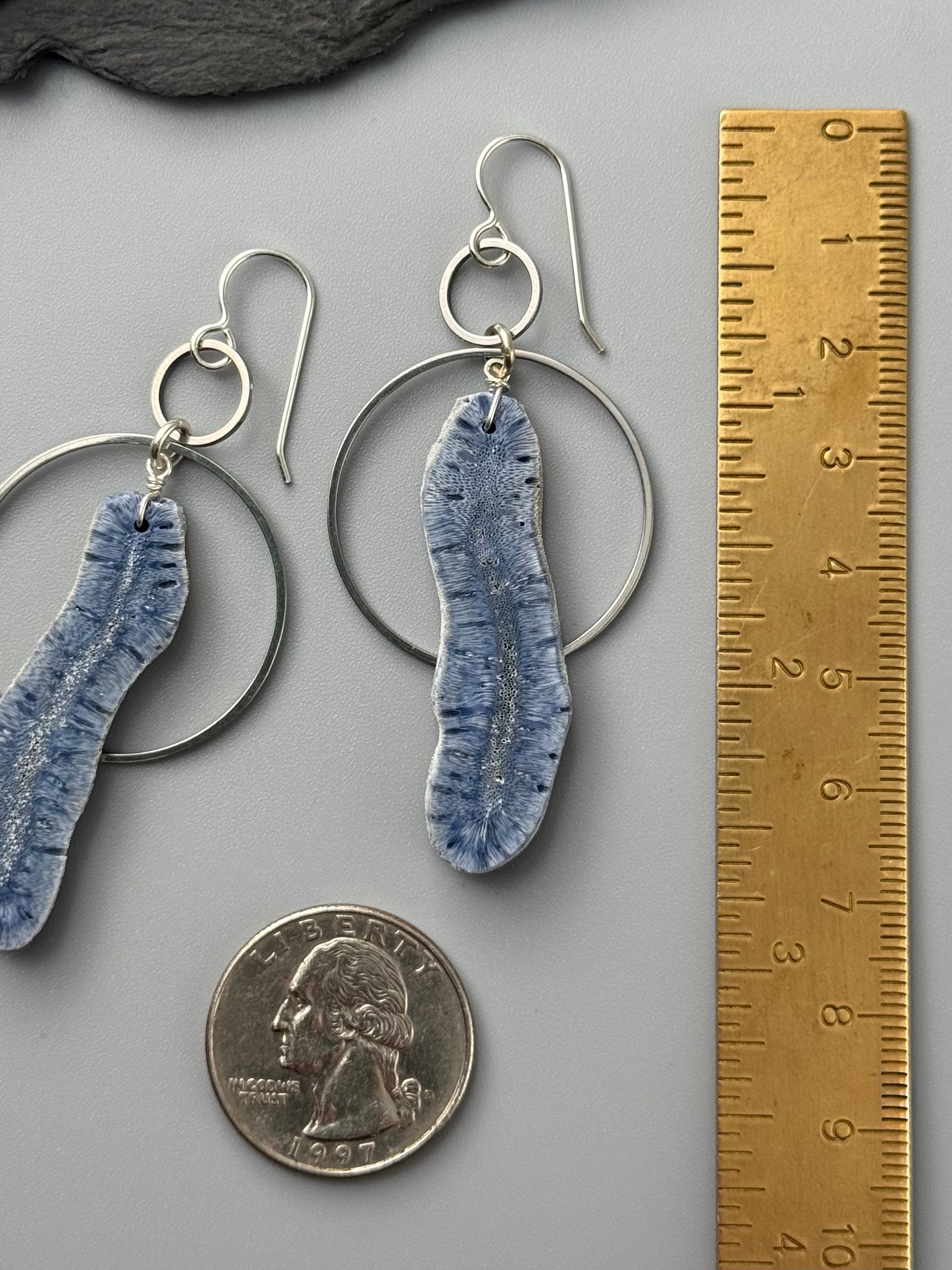 •EQUA-ORBIT• fossilized coral + silver earrings