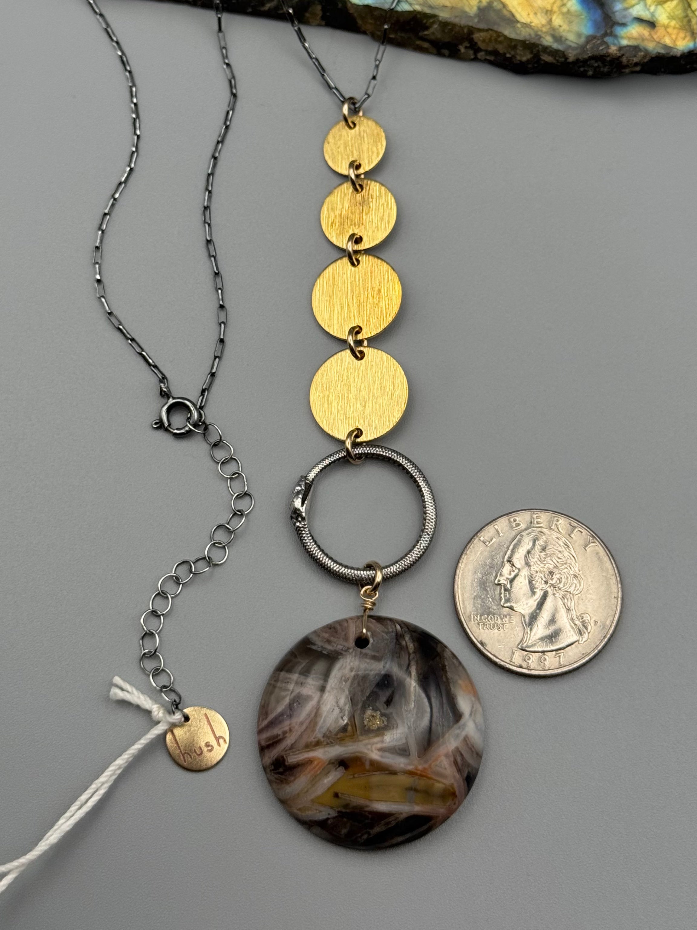 •NĀGA• stick agate + mixed metal necklace (26"-28" long)