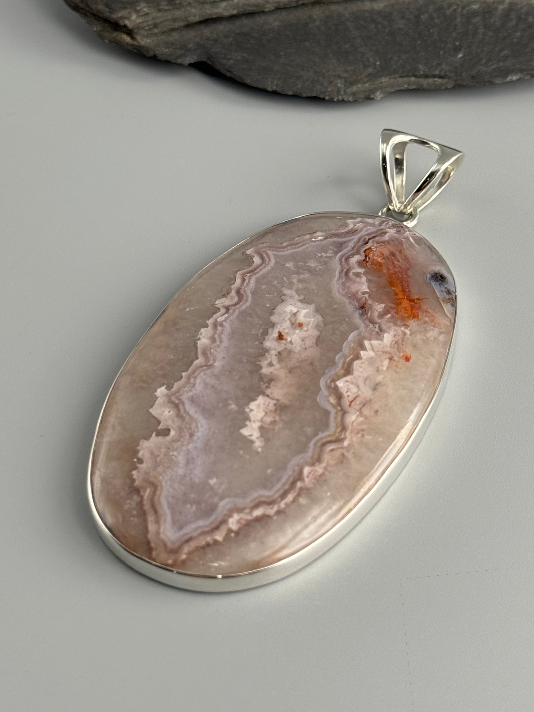 •AGUA NUEVA AGATE - LARGE OVAL• sterling silver pendant