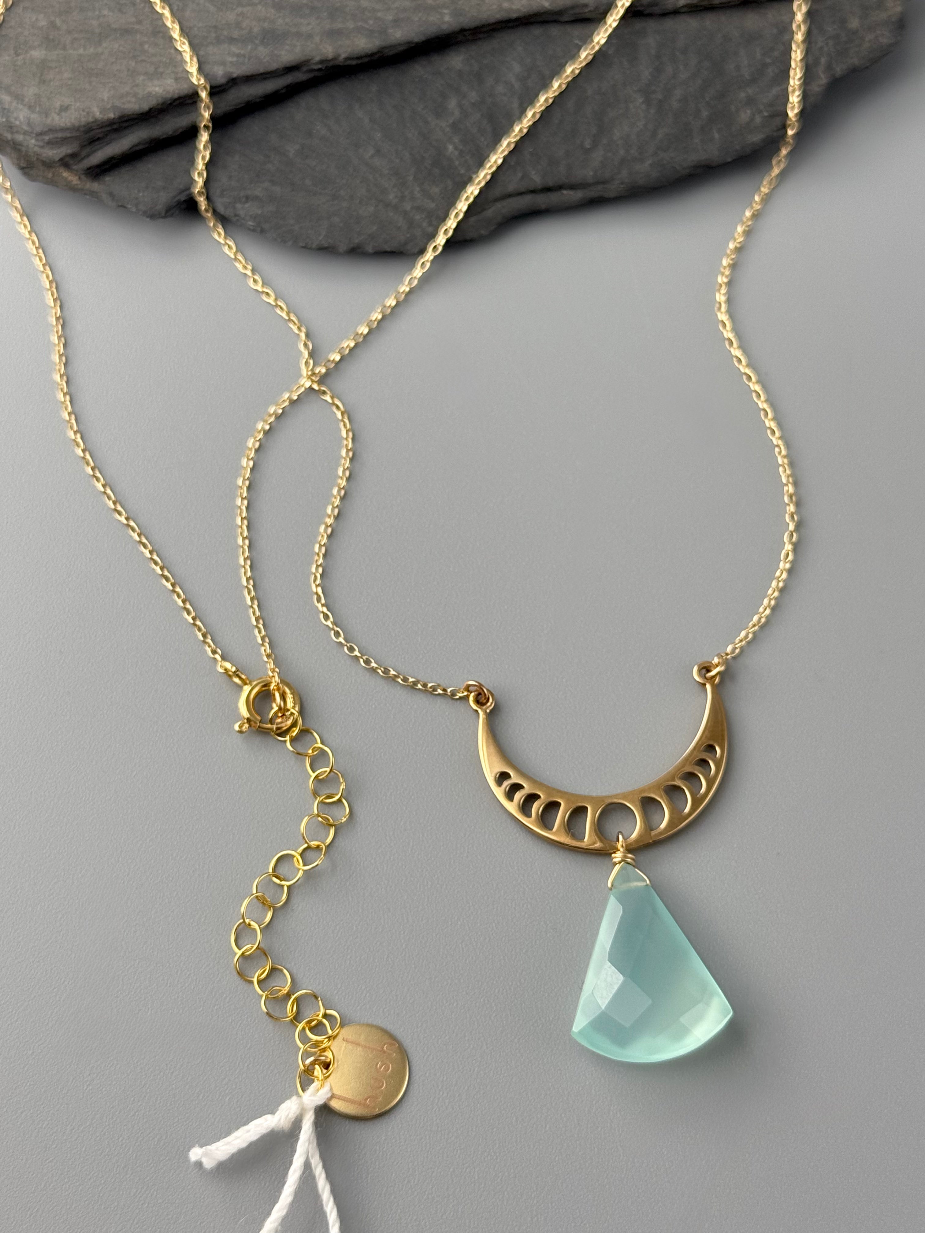 •NYX• aqua chalcedony + gold necklace (18"-20" long)