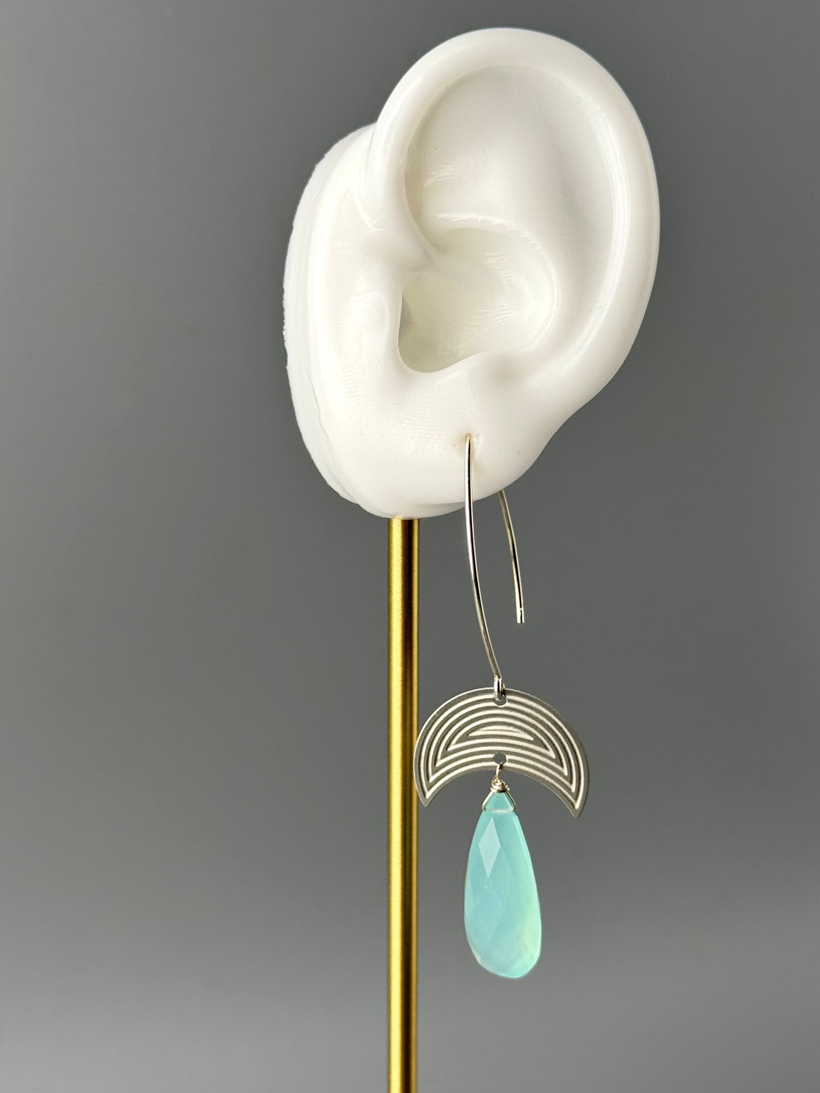 •MOON MAZE• aqua chalcedony + silver earrings