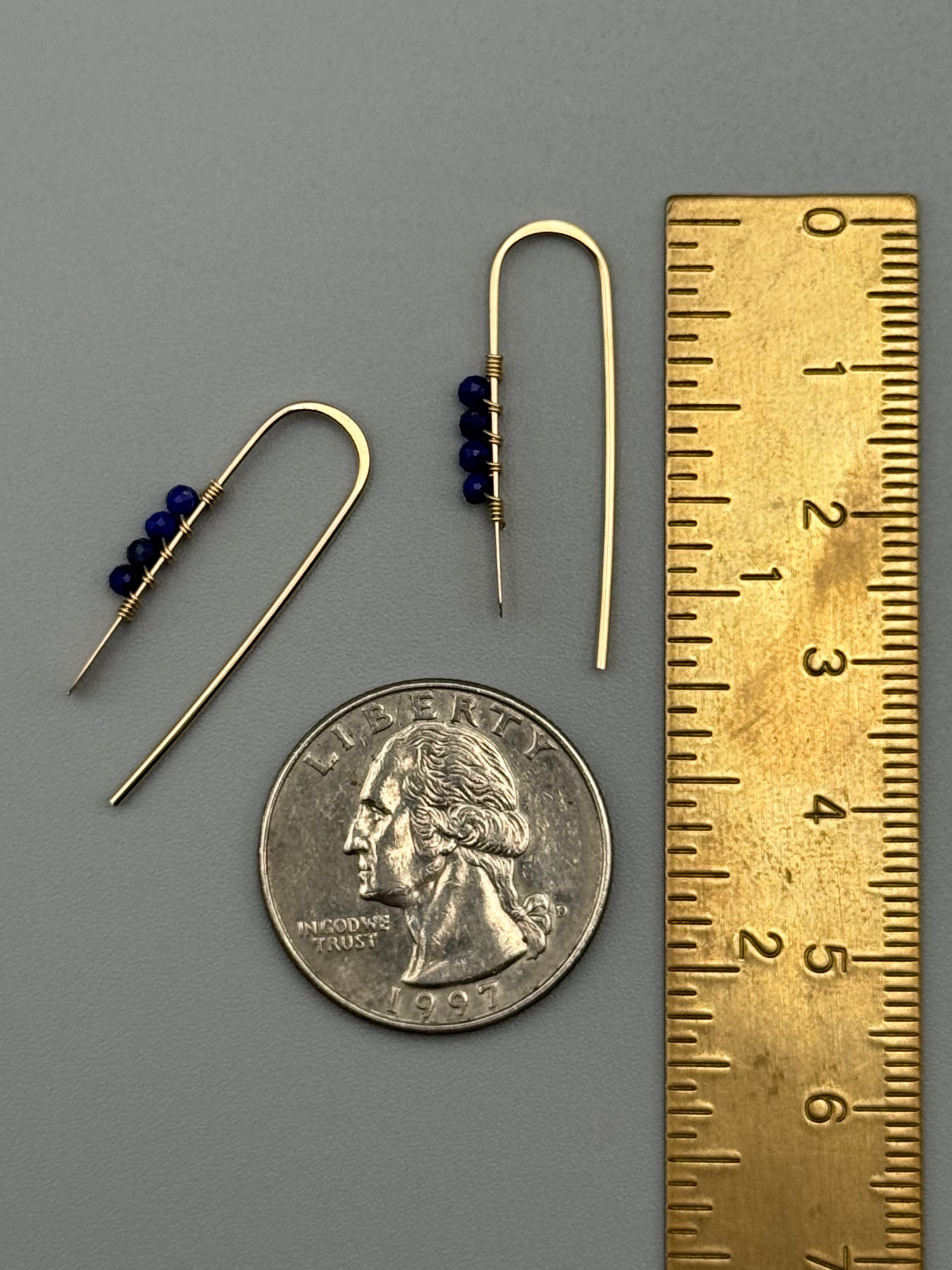 •PETITE THREADER• lapis lazuli + gold earrings